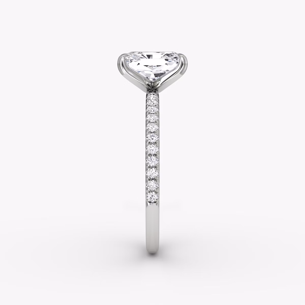 The Classic | Radiant | Platinum | bandAccent: Pavé | bandWidth: standard | diamondOrientation: vertical | caratWeight: other