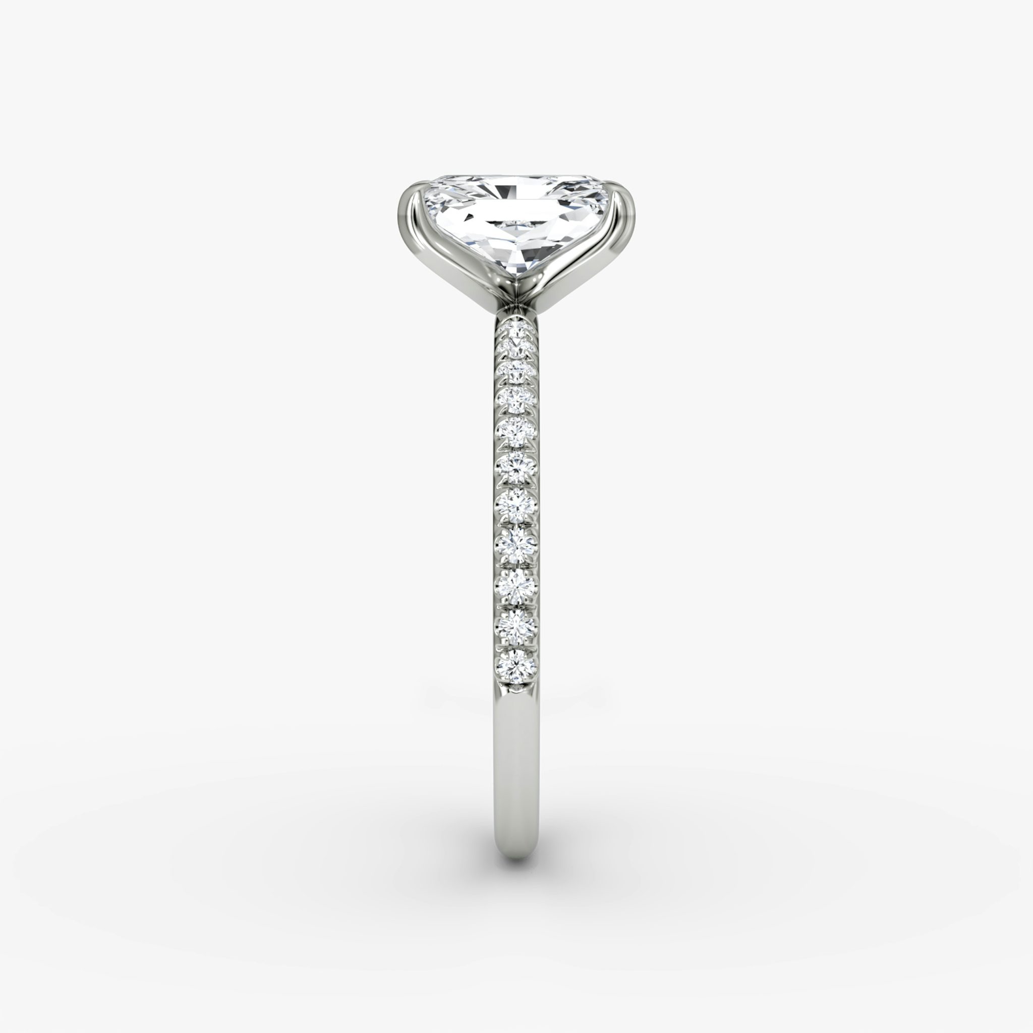 The Classic | Radiant | Platinum | bandAccent: Pavé | bandWidth: standard | diamondOrientation: vertical | caratWeight: other