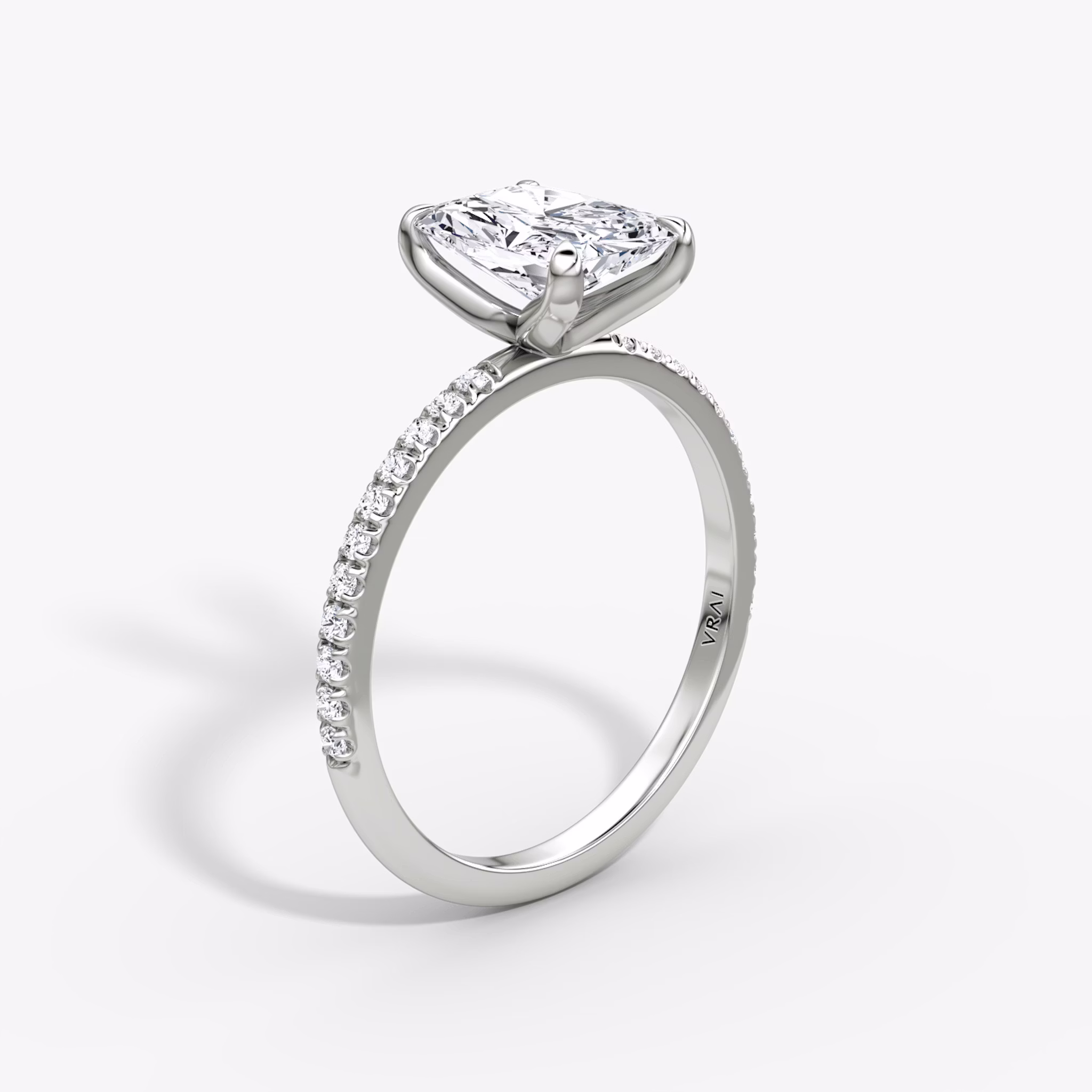 The Classic | Radiant | Platinum | bandAccent: Pavé | bandWidth: standard | diamondOrientation: vertical | caratWeight: other