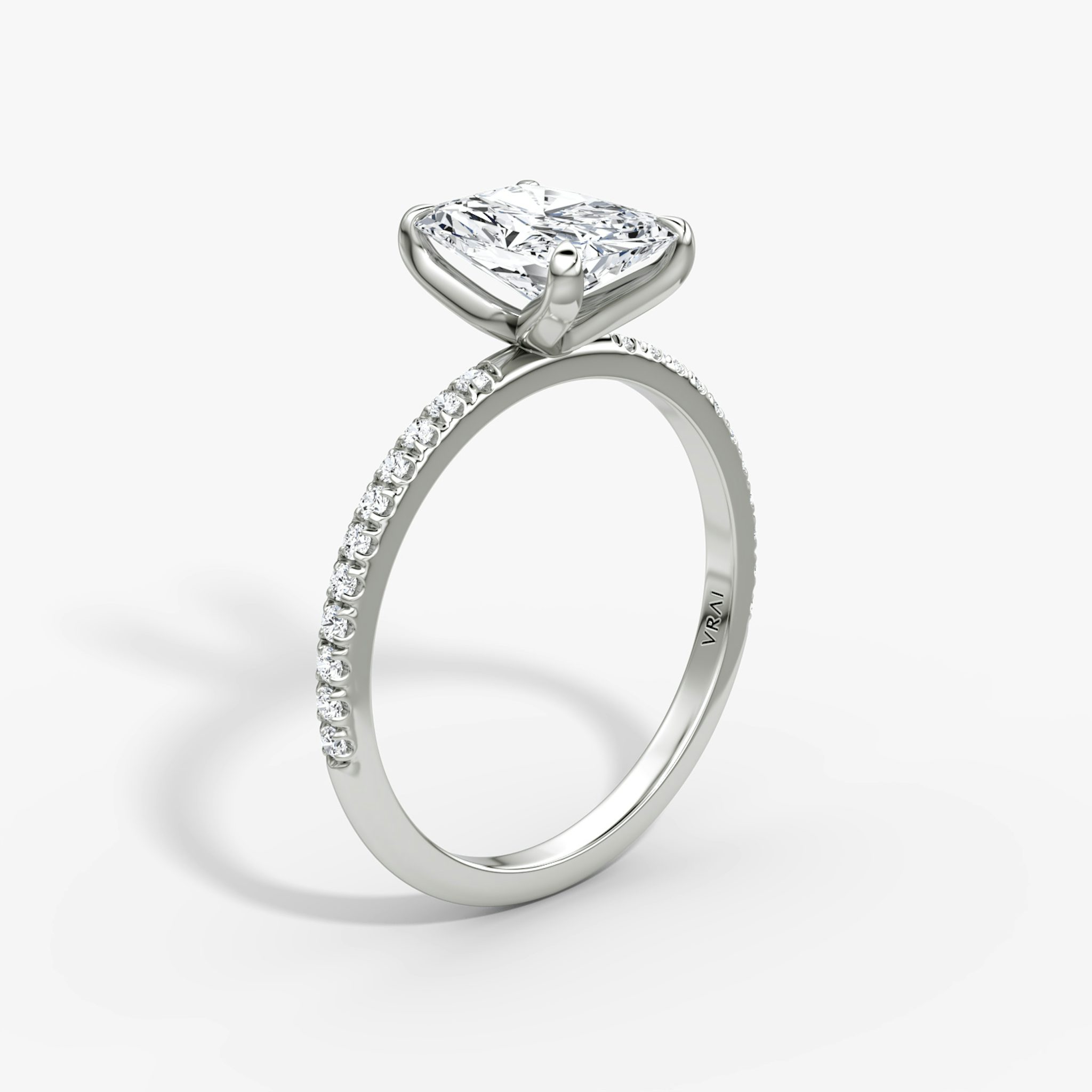 The Classic | Radiant | Platinum | bandAccent: Pavé | bandWidth: standard | diamondOrientation: vertical | caratWeight: other