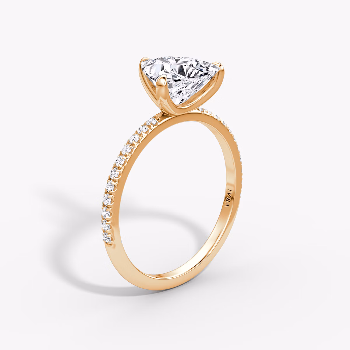 The Classic | Trillion | 14k | Rose Gold | bandAccent: Pavé | bandWidth: standard | diamondOrientation: vertical | caratWeight: other