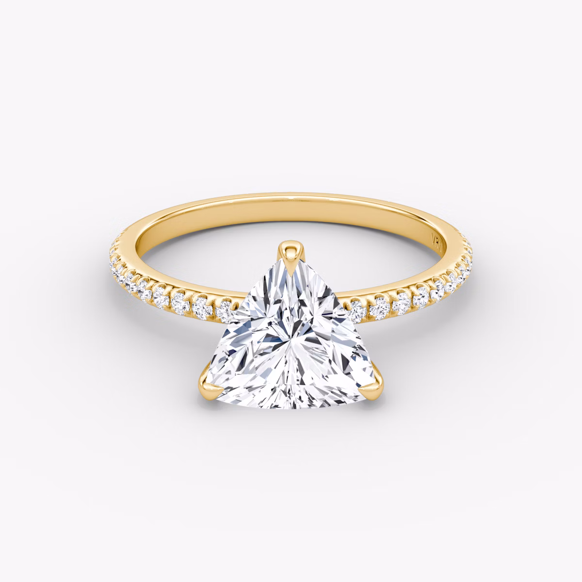 The Classic | Trillion | 18k | Yellow Gold | bandAccent: Pavé | bandWidth: standard | diamondOrientation: vertical | caratWeight: other