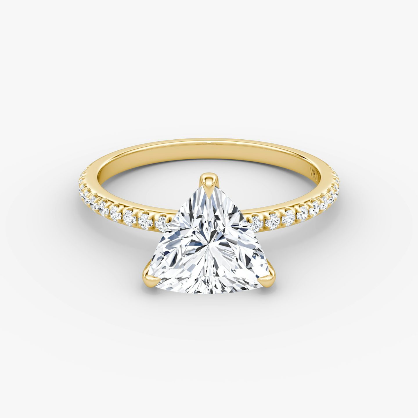 The Classic | Trillion | 18k | Yellow Gold | bandAccent: Pavé | bandWidth: standard | diamondOrientation: vertical | caratWeight: other