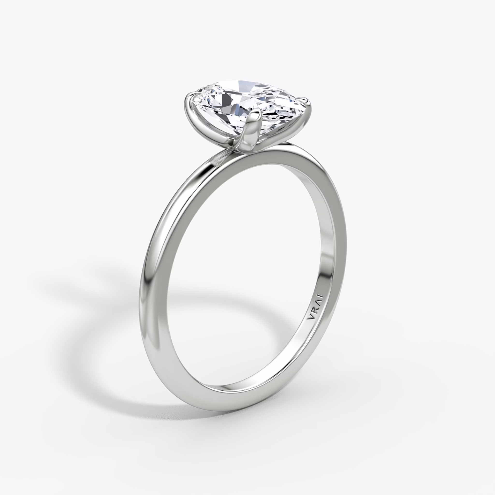 The Classic | Oval | 18k | White Gold | bandAccent: Plain | bandWidth: standard | diamondOrientation: vertical | caratWeight: other