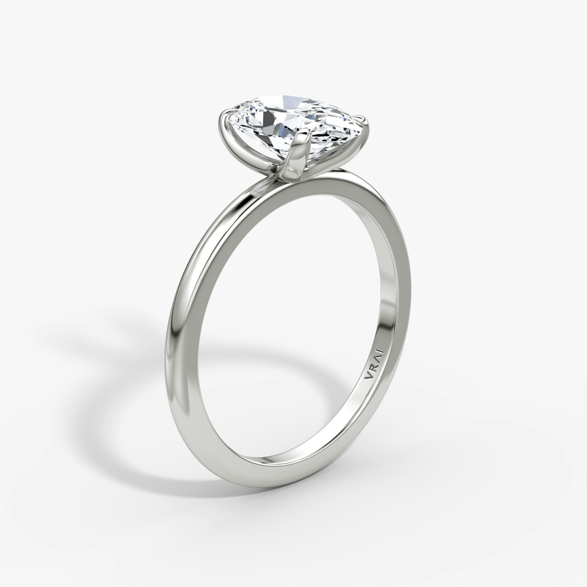 The Classic | Oval | 18k | White Gold | bandAccent: Plain | bandWidth: standard | diamondOrientation: vertical | caratWeight: other