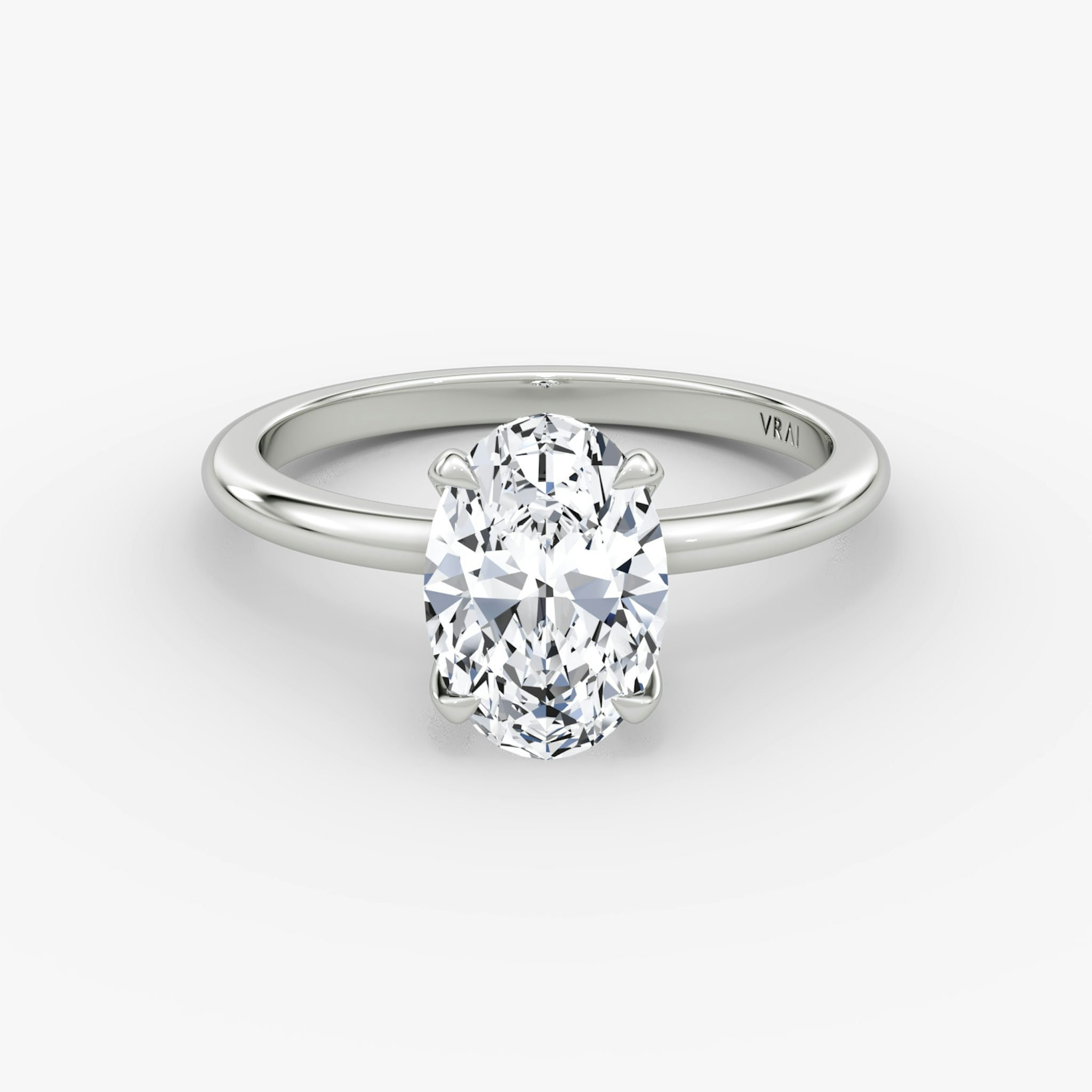 The Classic | Oval | 18k | White Gold | bandAccent: Plain | bandWidth: standard | diamondOrientation: vertical | caratWeight: other