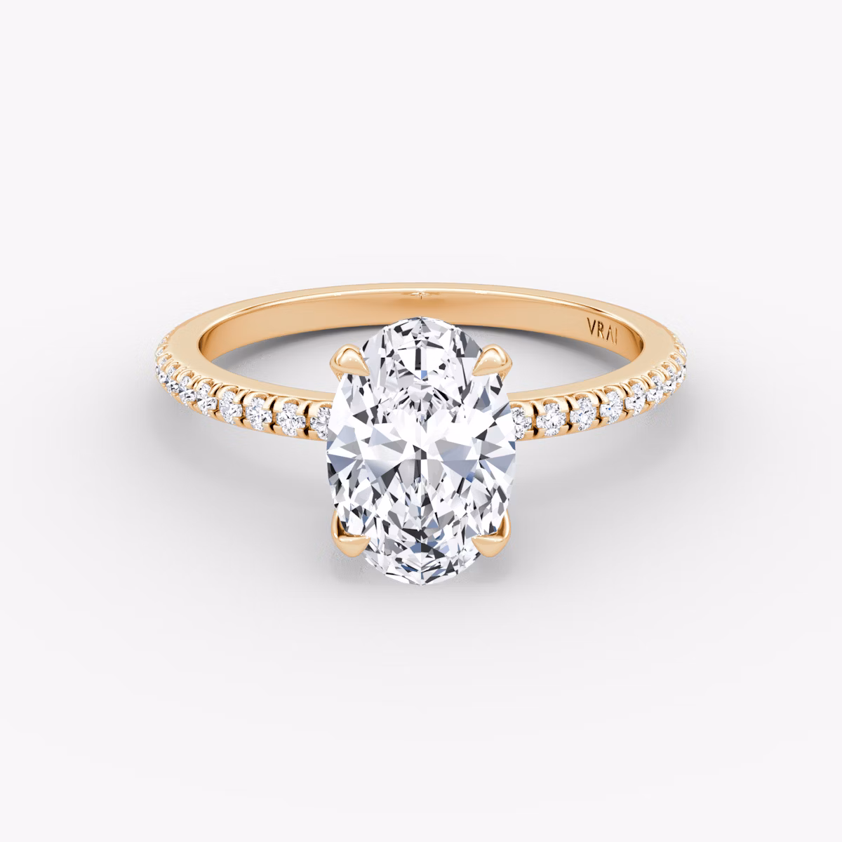 The Classic | Oval | 14k | Rose Gold | bandAccent: Pavé | bandWidth: standard | diamondOrientation: vertical | caratWeight: other