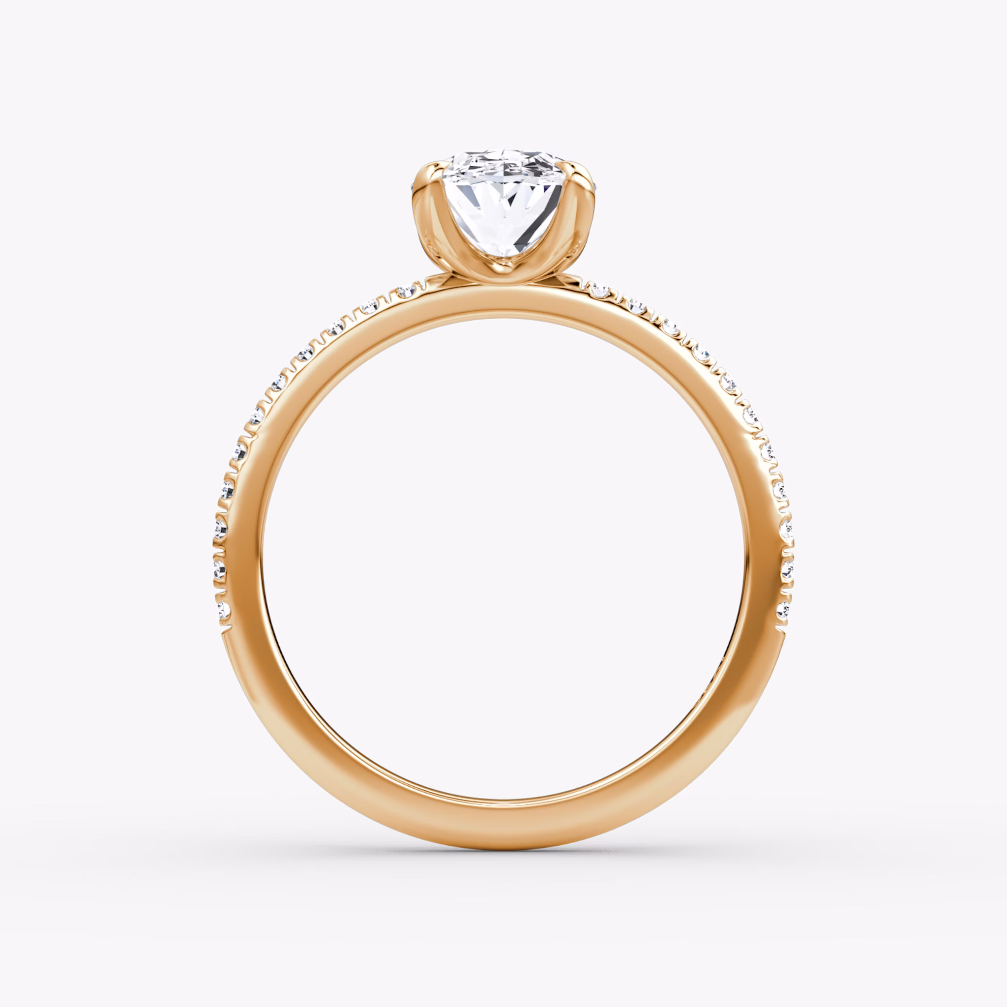 The Classic | Oval | 14k | Rose Gold | bandAccent: Pavé | bandWidth: standard | diamondOrientation: vertical | caratWeight: other