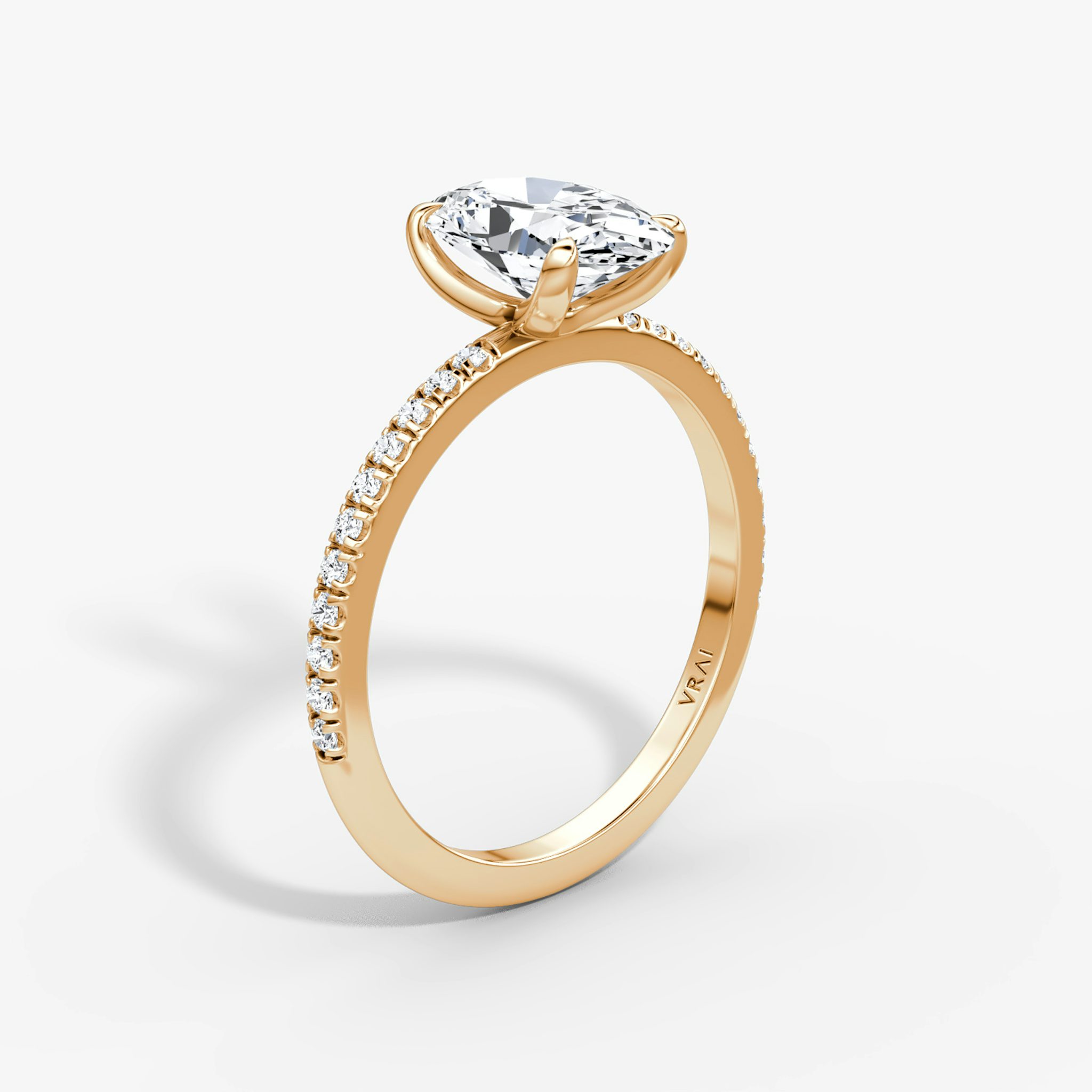 The Classic | Oval | 14k | Rose Gold | bandAccent: Pavé | bandWidth: standard | diamondOrientation: vertical | caratWeight: other