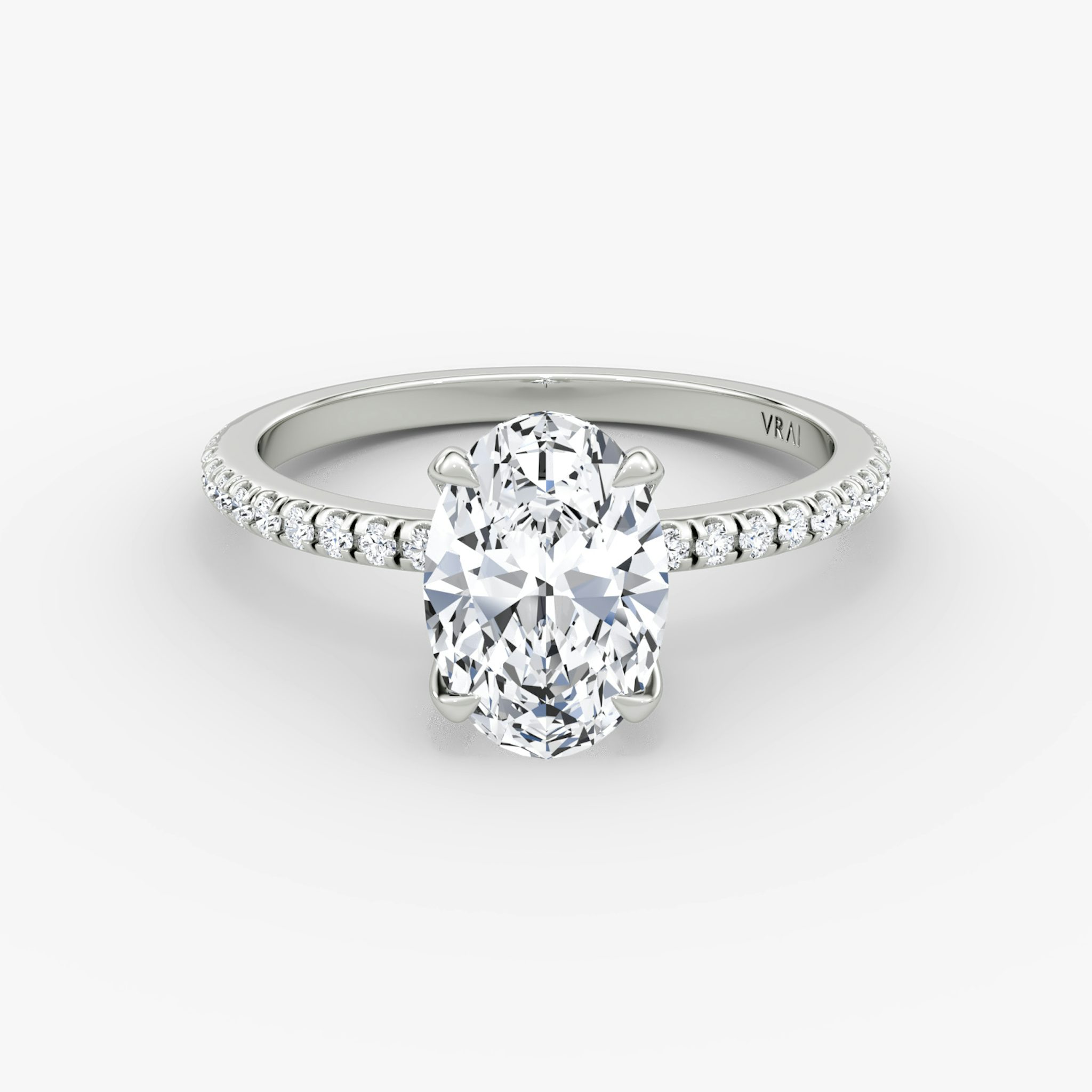 The Classic | Oval | Platinum | bandAccent: Pavé | bandWidth: standard | diamondOrientation: vertical | caratWeight: other