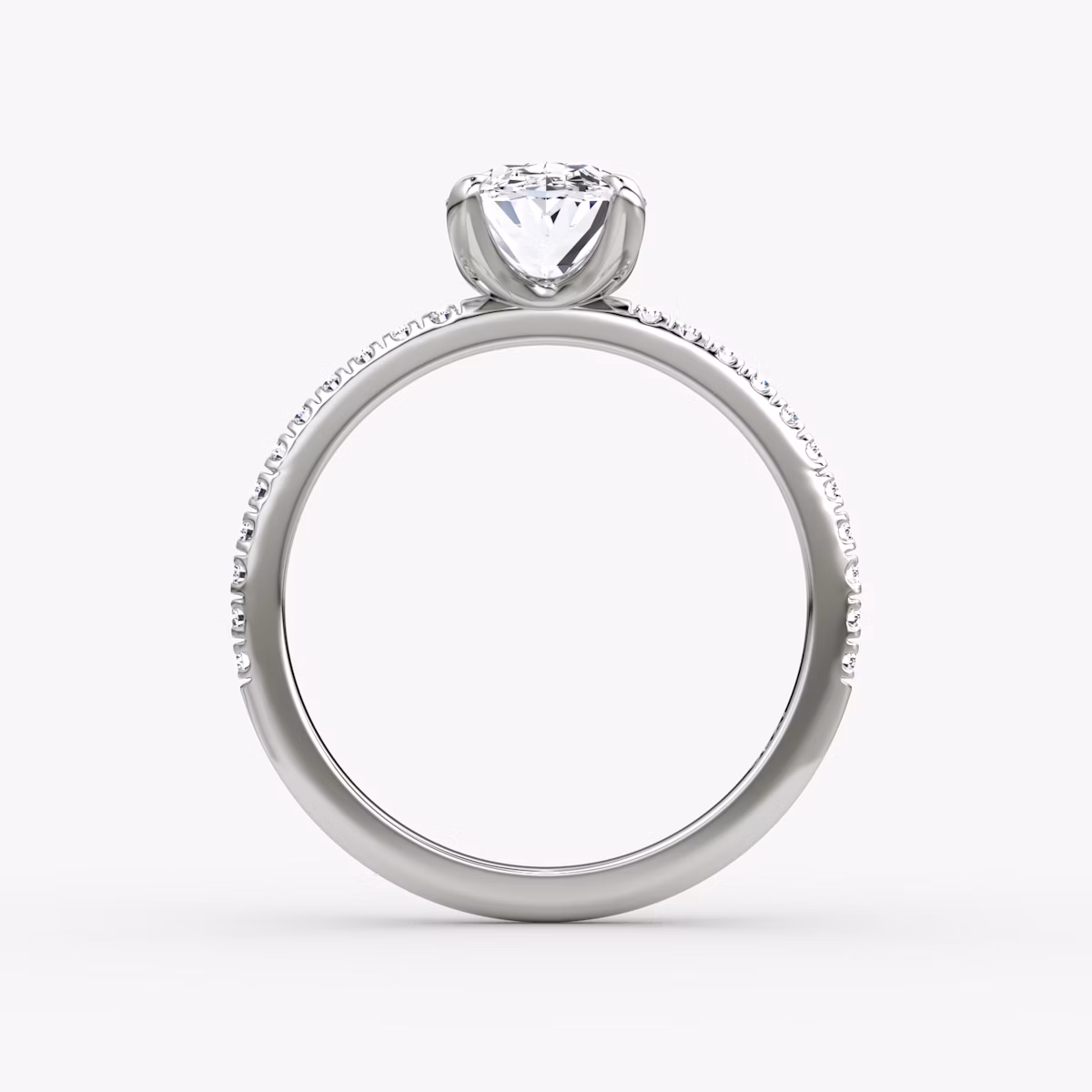 The Classic | Oval | Platinum | bandAccent: Pavé | bandWidth: standard | diamondOrientation: vertical | caratWeight: other