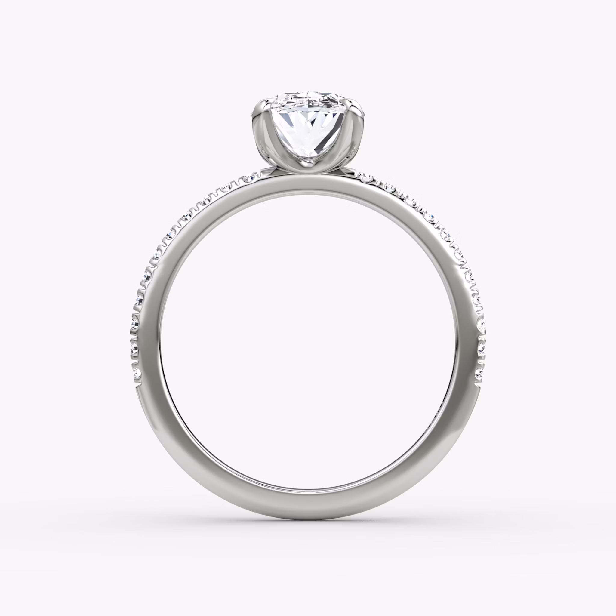 The Classic | Oval | 18k | White Gold | bandAccent: Pavé | bandWidth: standard | diamondOrientation: vertical | caratWeight: other