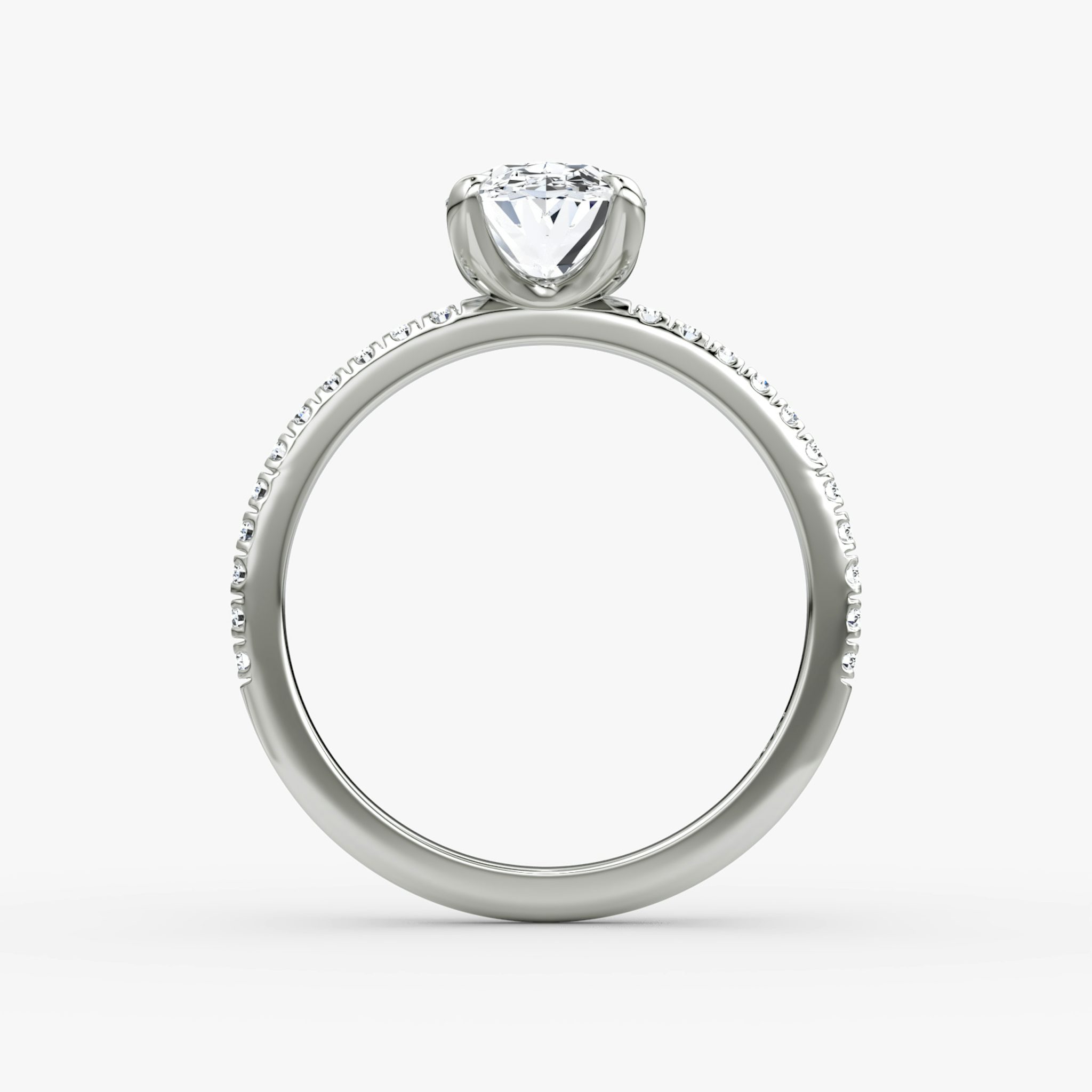 The Classic | Oval | 18k | White Gold | bandAccent: Pavé | bandWidth: standard | diamondOrientation: vertical | caratWeight: other