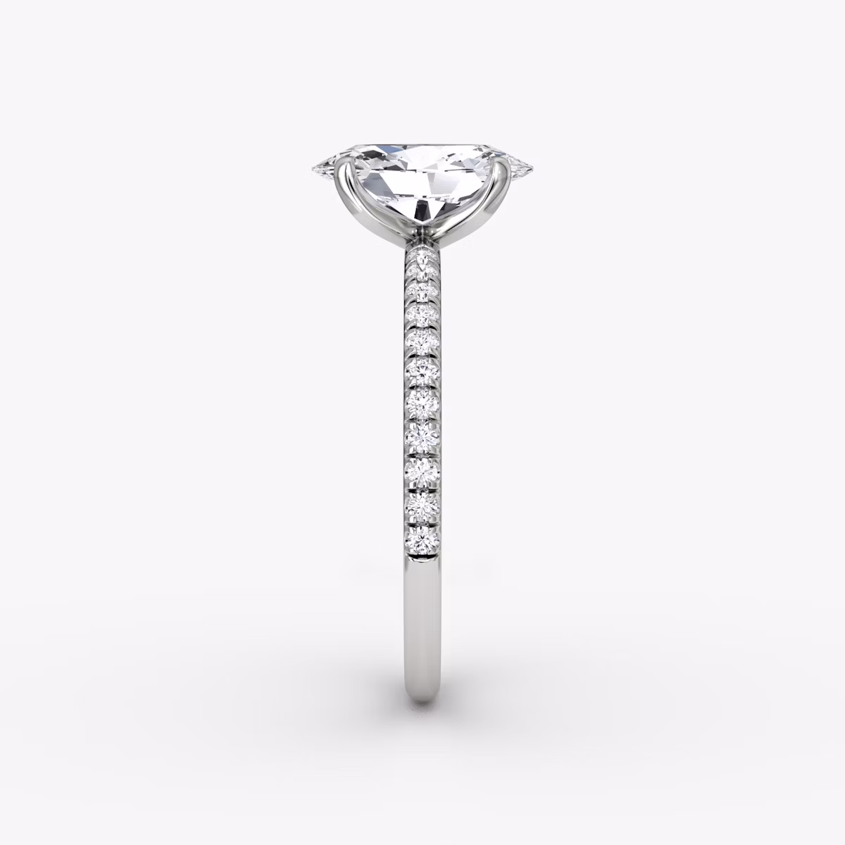 The Classic | Oval | Platinum | bandAccent: Pavé | bandWidth: standard | diamondOrientation: vertical | caratWeight: other