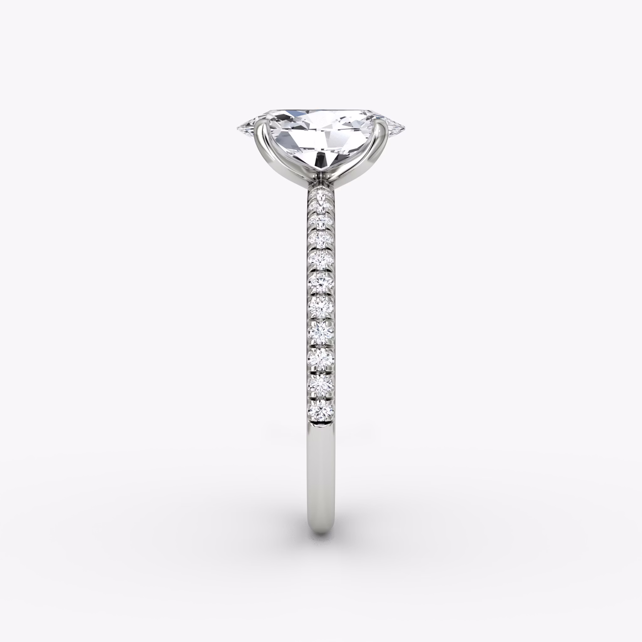 The Classic | Oval | 18k | White Gold | bandAccent: Pavé | bandWidth: standard | diamondOrientation: vertical | caratWeight: other