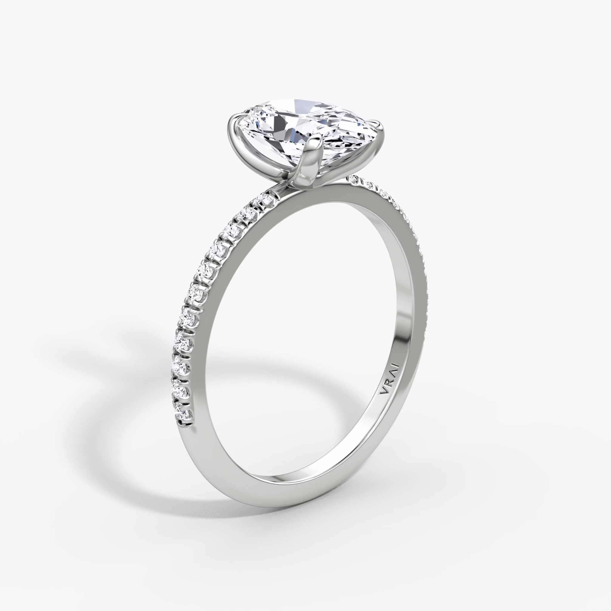 The Classic | Oval | 18k | White Gold | bandAccent: Pavé | bandWidth: standard | diamondOrientation: vertical | caratWeight: other