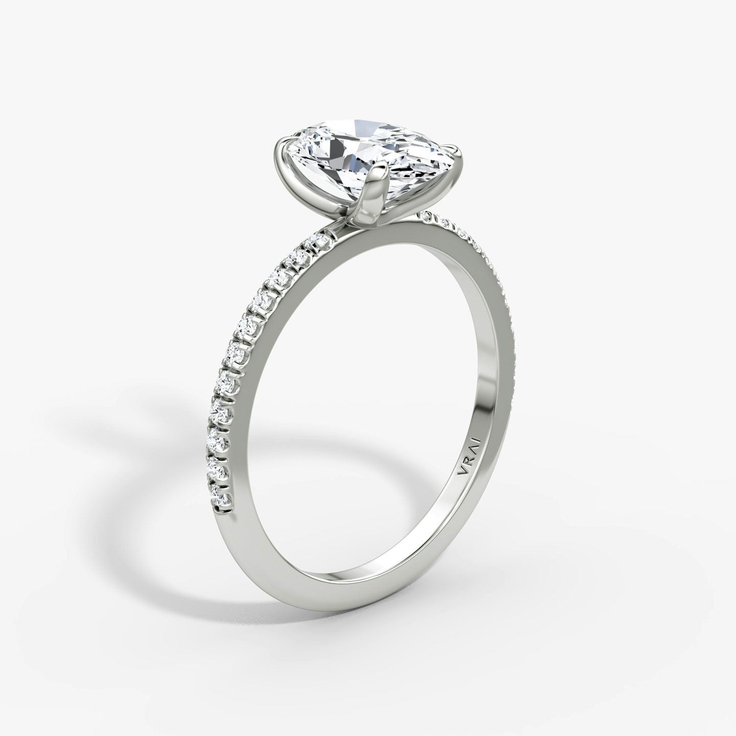 The Classic | Oval | Platinum | bandAccent: Pavé | bandWidth: standard | diamondOrientation: vertical | caratWeight: other