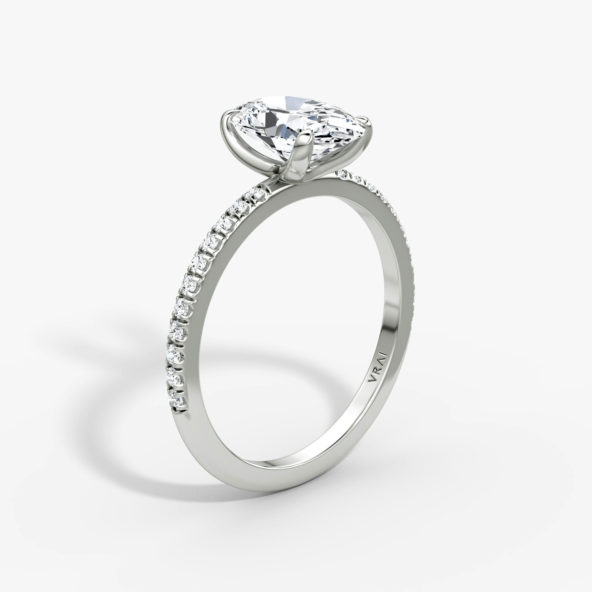 The Classic | Oval | 18k | White Gold | bandAccent: Pavé | bandWidth: standard | diamondOrientation: vertical | caratWeight: other