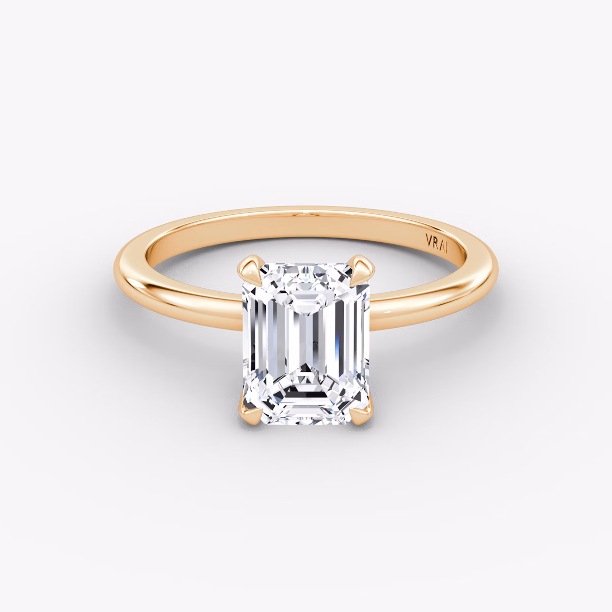 The Classic | Emerald | 14k | Rose Gold | bandAccent: Plain | bandWidth: standard | diamondOrientation: vertical | caratWeight: other