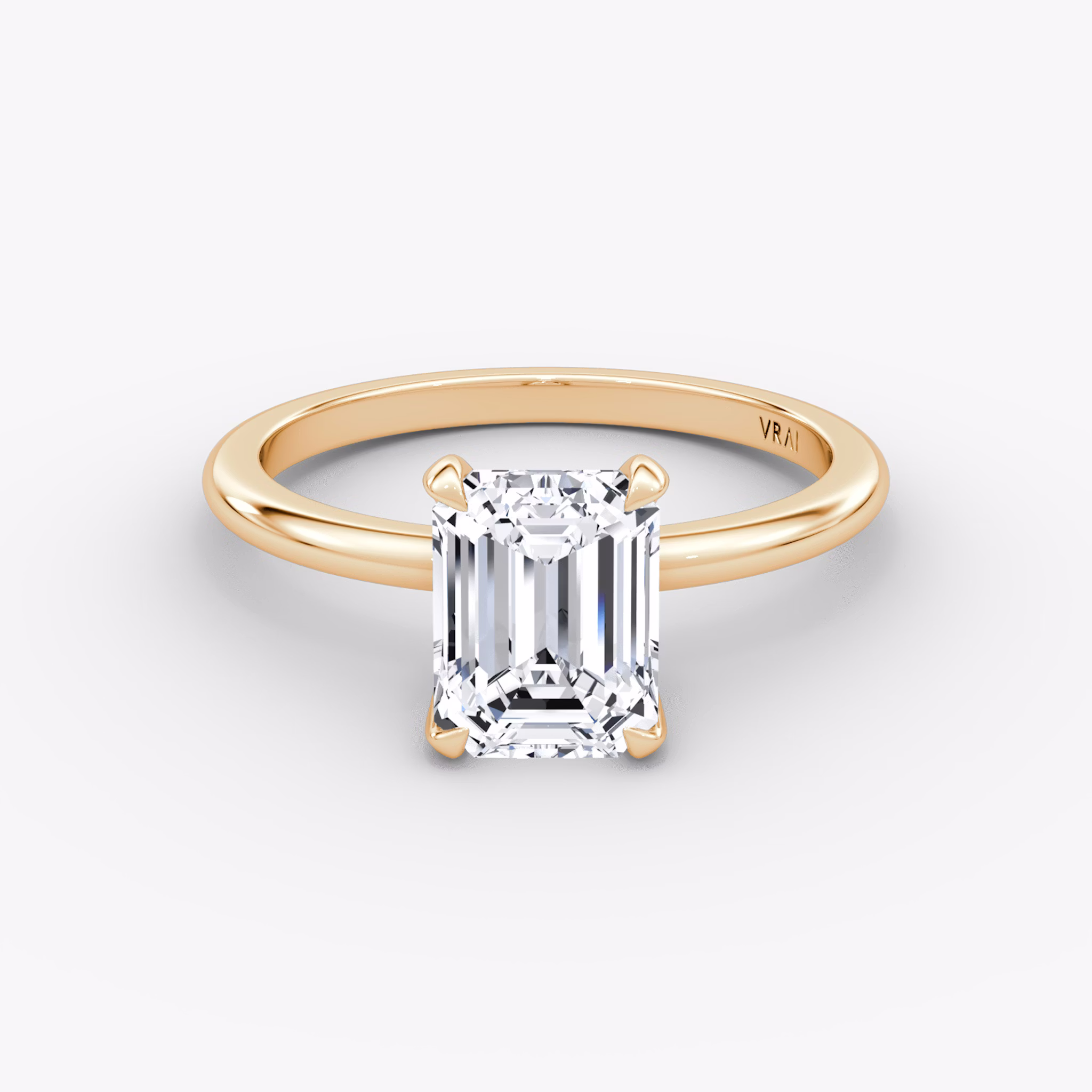 The Classic | Emerald | 14k | Rose Gold | bandAccent: Plain | bandWidth: standard | diamondOrientation: vertical | caratWeight: other