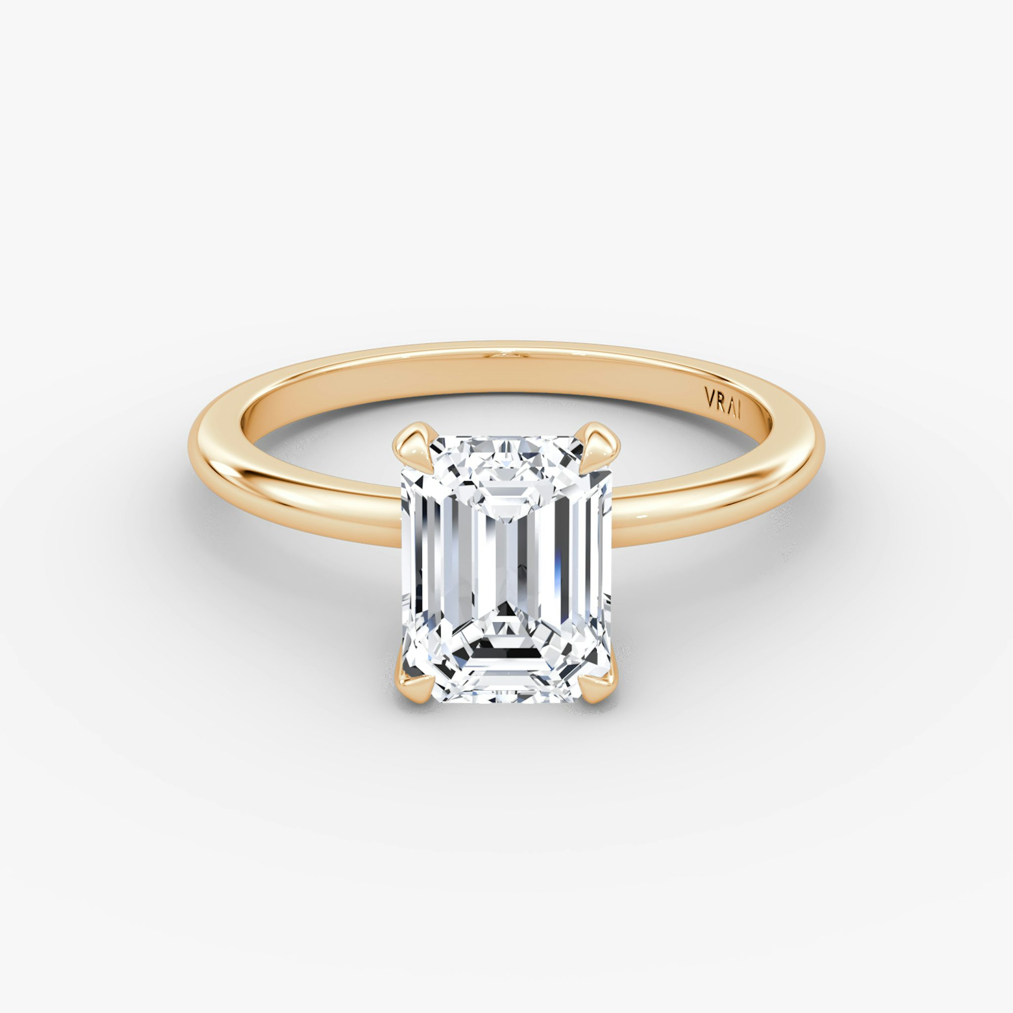 The Classic | Emerald | 14k | Rose Gold | bandAccent: Plain | bandWidth: standard | diamondOrientation: vertical | caratWeight: other