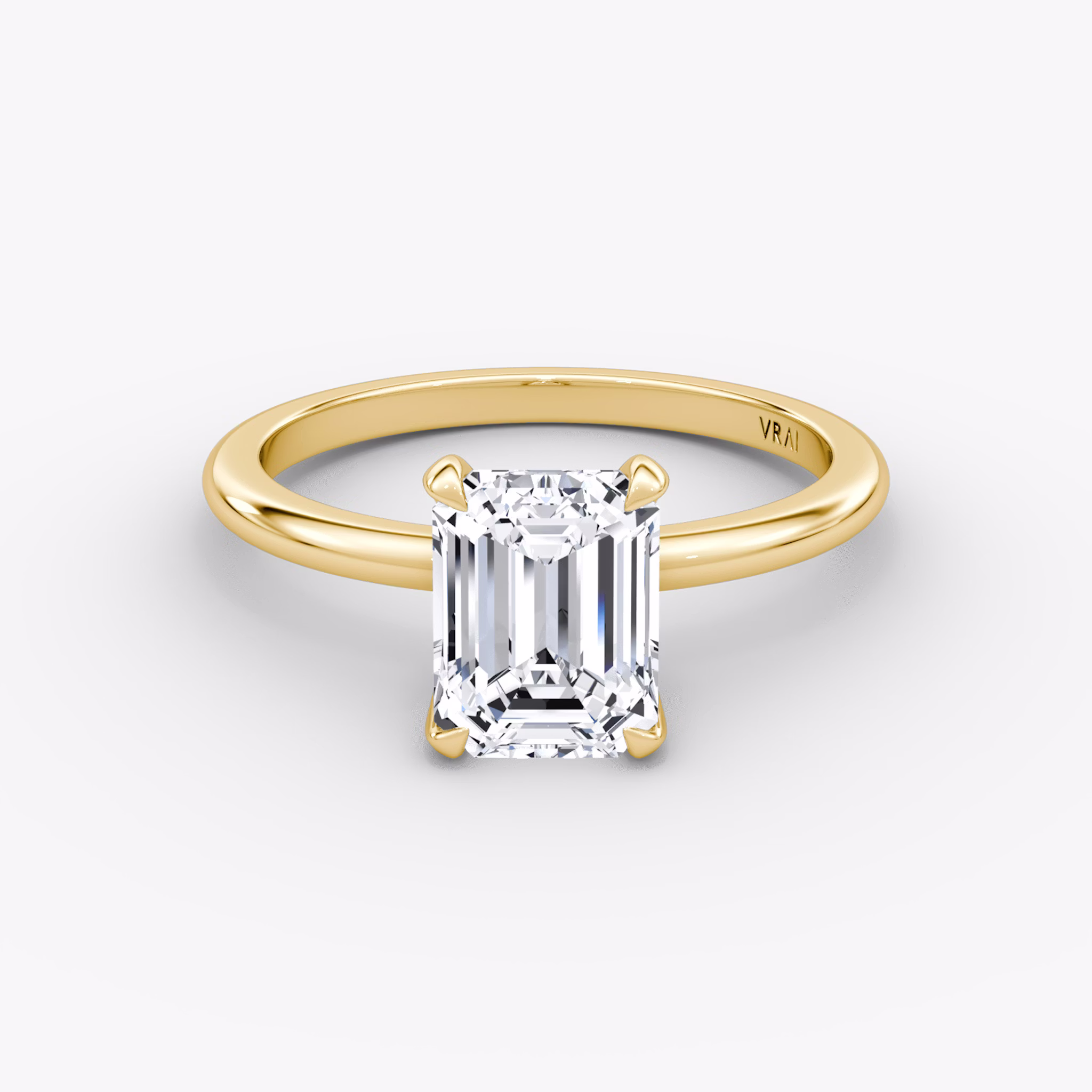The Classic | Emerald | 18k | Yellow Gold | bandAccent: Plain | bandWidth: standard | diamondOrientation: vertical | caratWeight: other