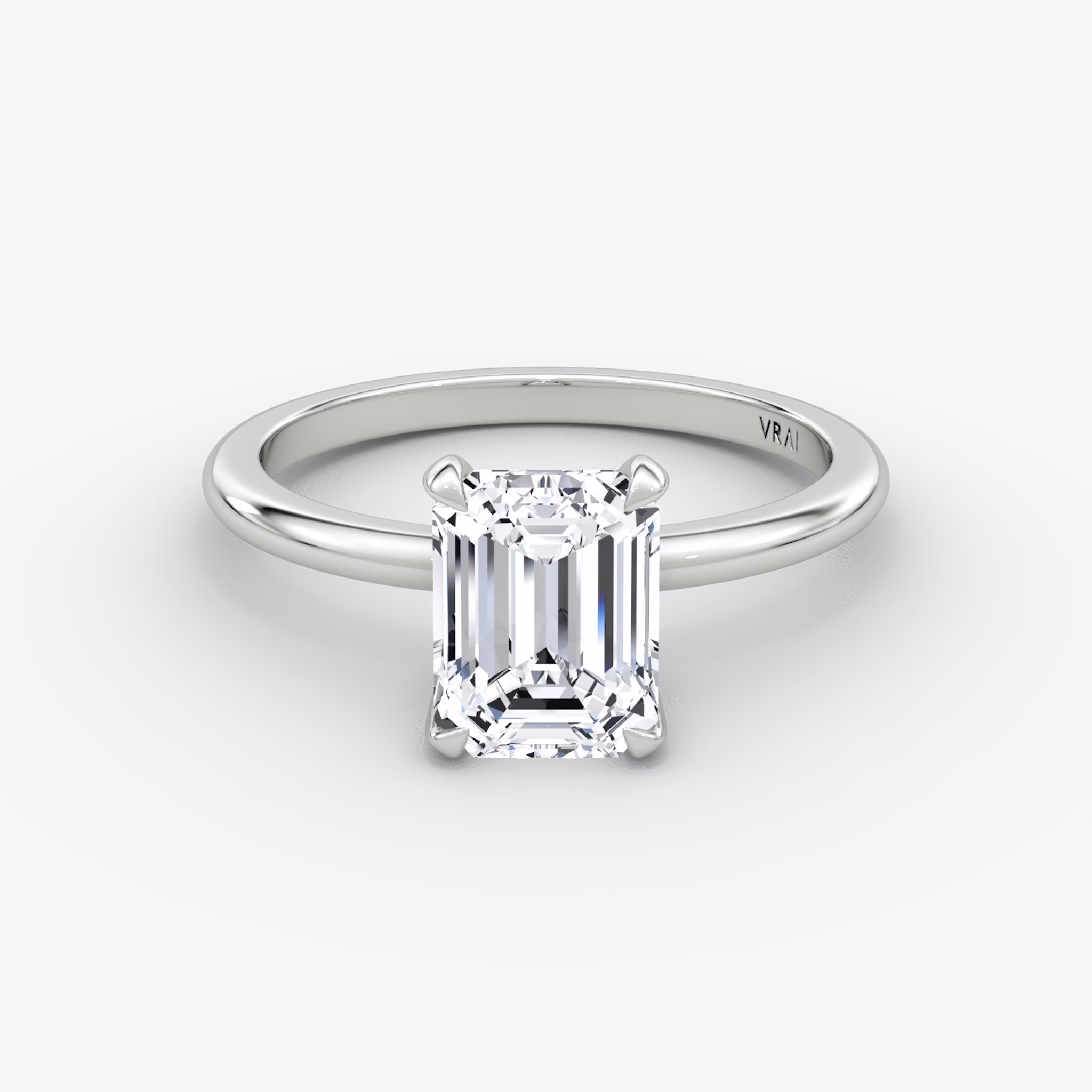 The Classic | Emerald | 18k | White Gold | bandAccent: Plain | bandWidth: standard | diamondOrientation: vertical | caratWeight: other