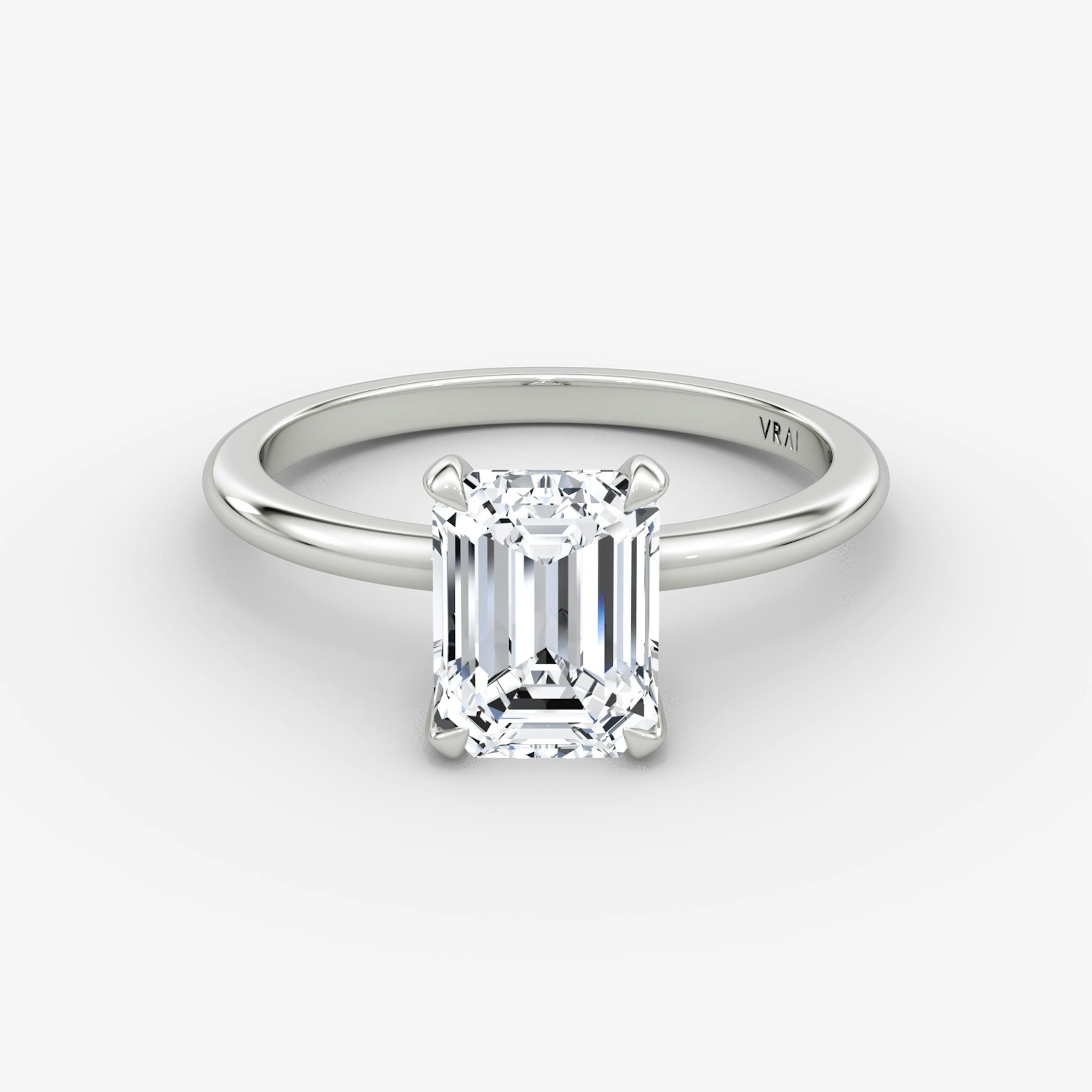The Classic | Emerald | 18k | White Gold | bandAccent: Plain | bandWidth: standard | diamondOrientation: vertical | caratWeight: other