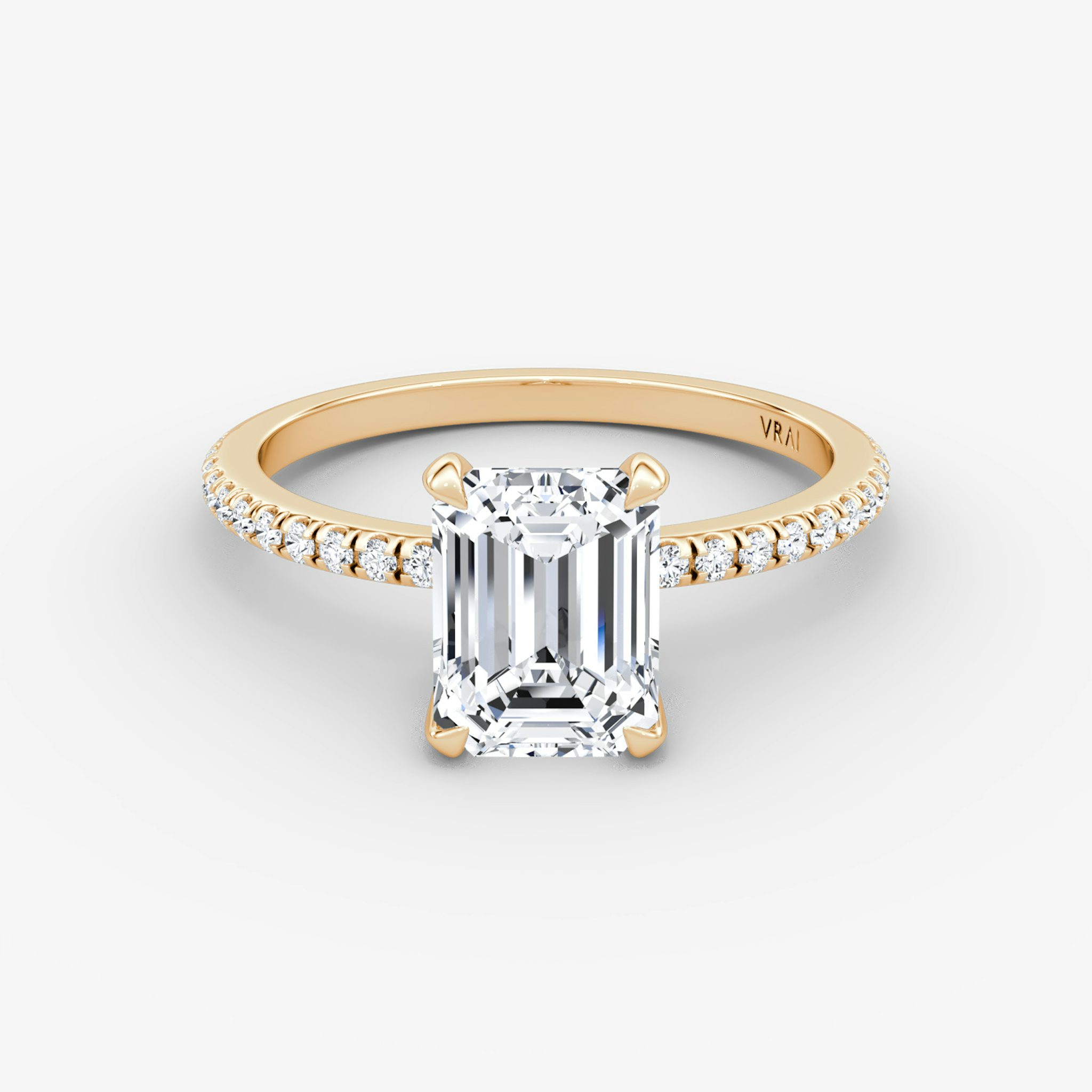 Classic | Emerald | 14k | Roségold | bandAccent: Mit Pavé-Besatz | bandWidth: standard | diamondOrientation: vertical | caratWeight: other