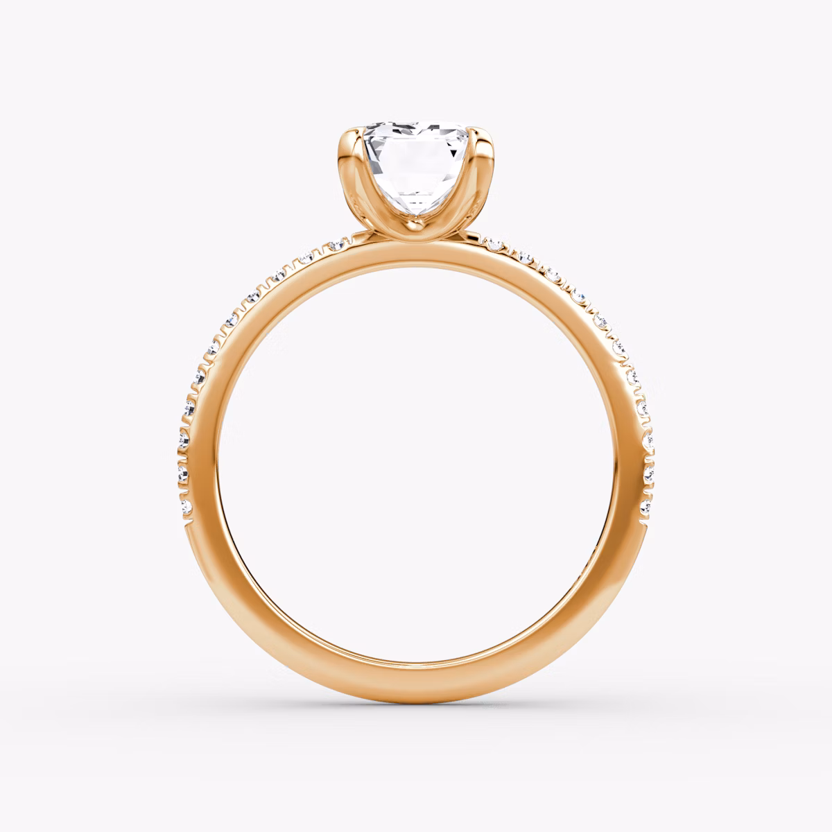 The Classic | Emerald | 14k | Rose Gold | bandAccent: Pavé | bandWidth: standard | diamondOrientation: vertical | caratWeight: other