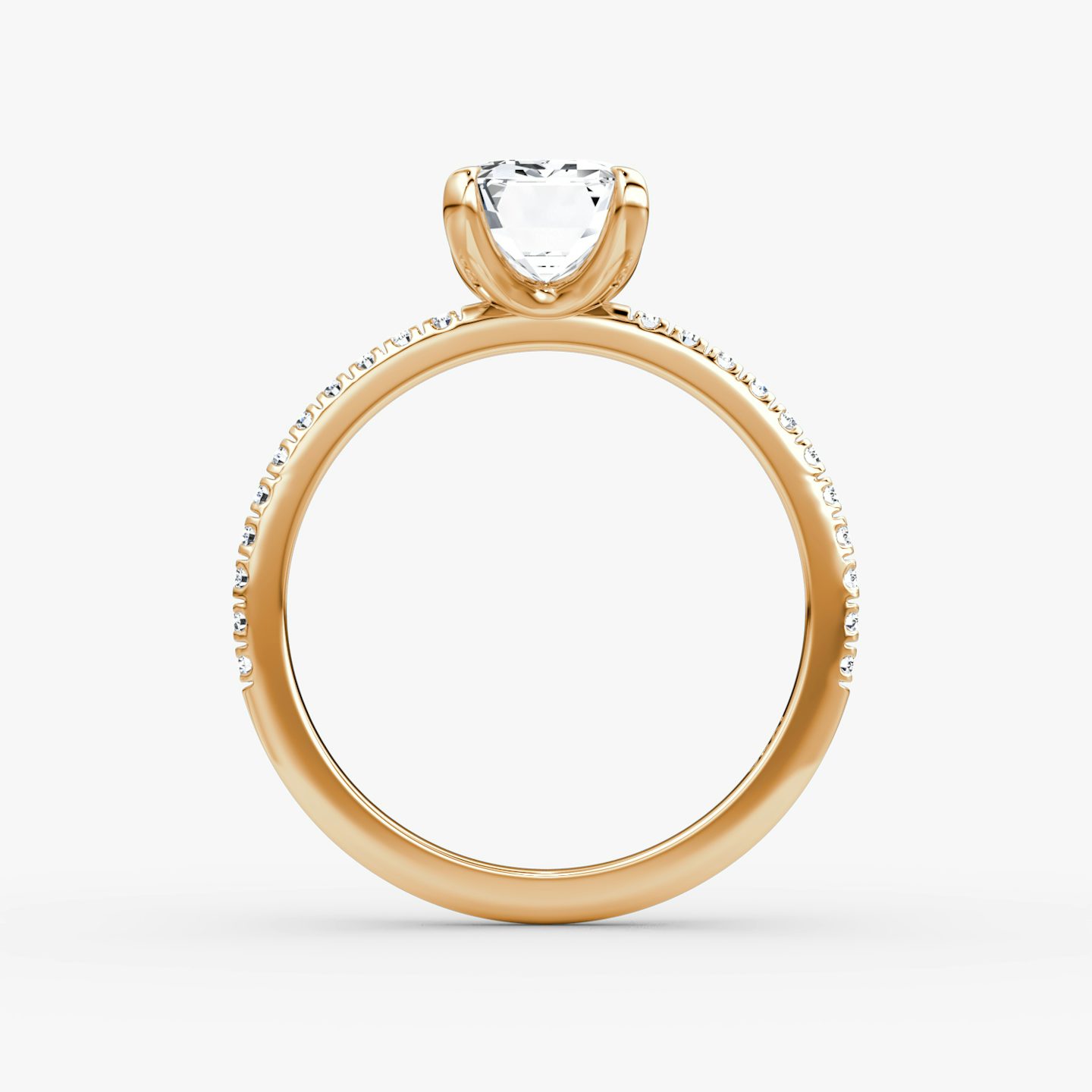 The Classic | Emerald | 14k | Rose Gold | bandAccent: Pavé | bandWidth: standard | diamondOrientation: vertical | caratWeight: other