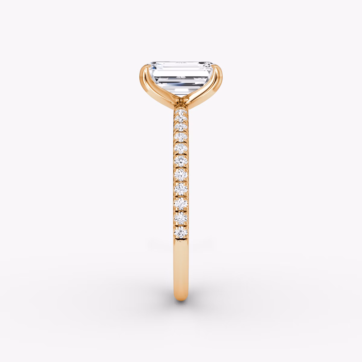 The Classic | Emerald | 14k | Rose Gold | bandAccent: Pavé | bandWidth: standard | diamondOrientation: vertical | caratWeight: other