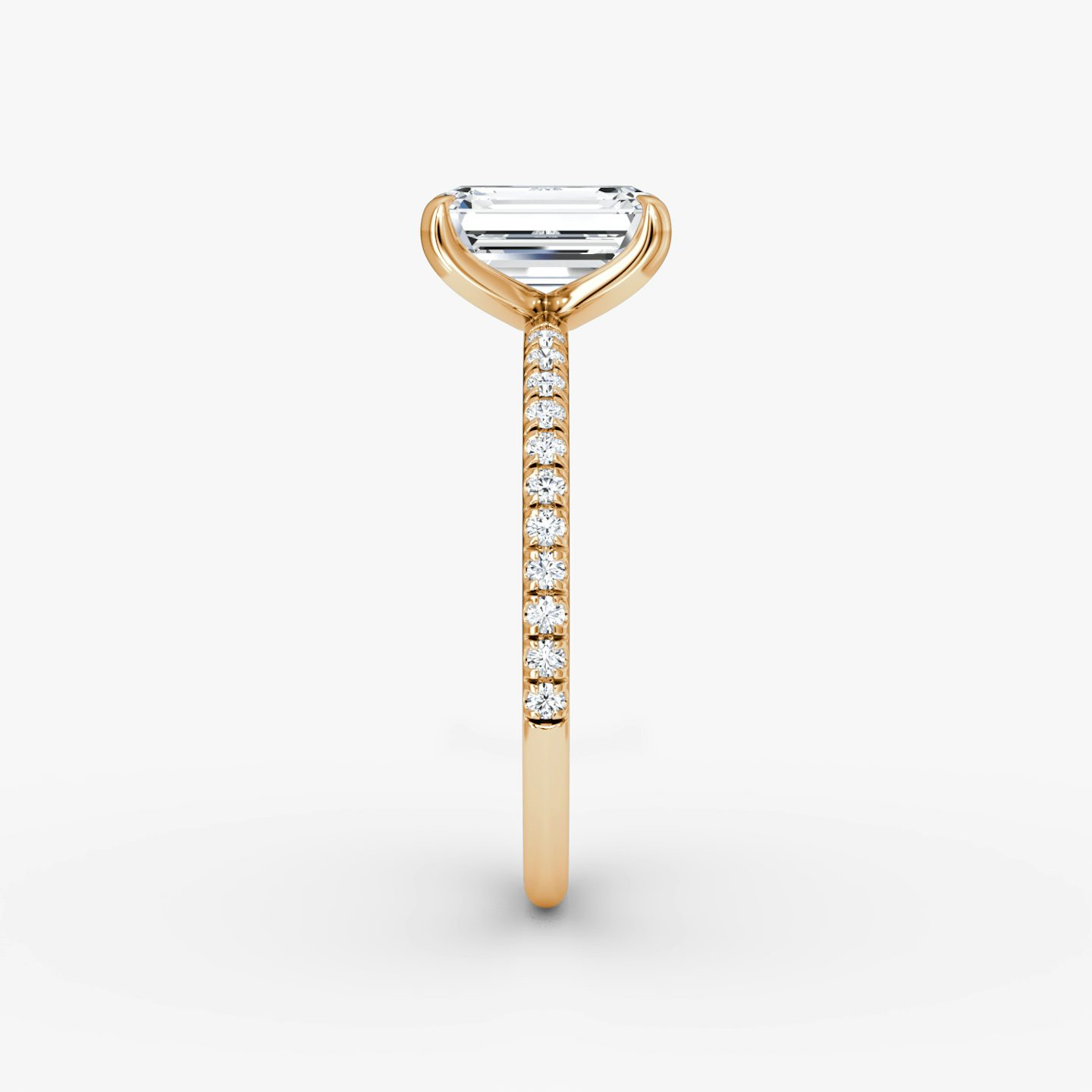 The Classic | Emerald | 14k | Rose Gold | bandAccent: Pavé | bandWidth: standard | diamondOrientation: vertical | caratWeight: other