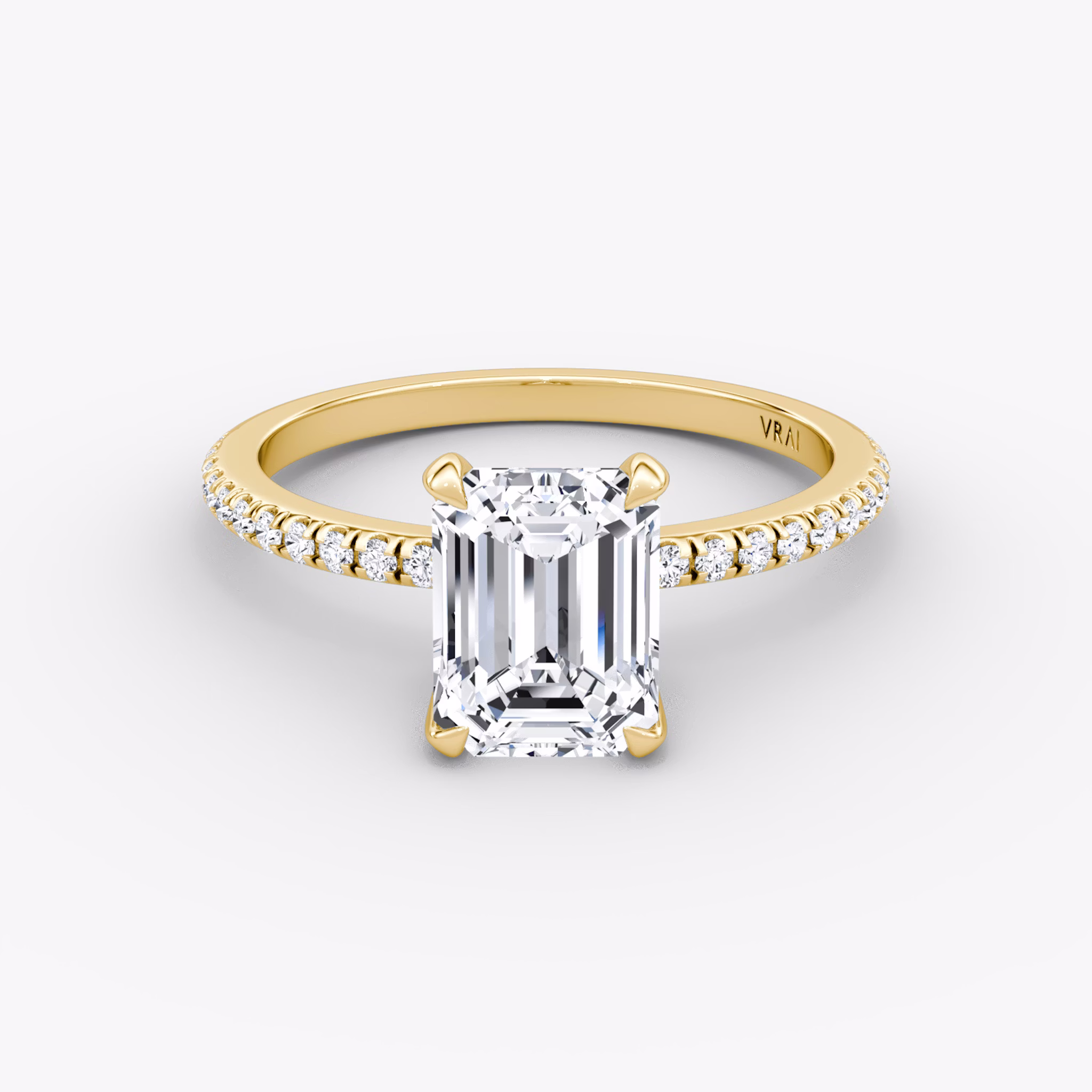 The Classic | Emerald | 18k | Yellow Gold | bandAccent: Pavé | bandWidth: standard | diamondOrientation: vertical | caratWeight: other