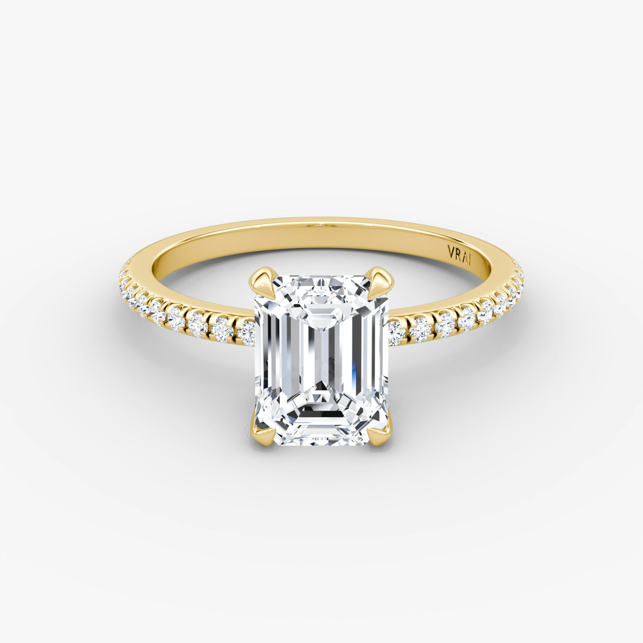The Classic | Emerald | 18k | Yellow Gold | bandAccent: Pavé | bandWidth: standard | diamondOrientation: vertical | caratWeight: other
