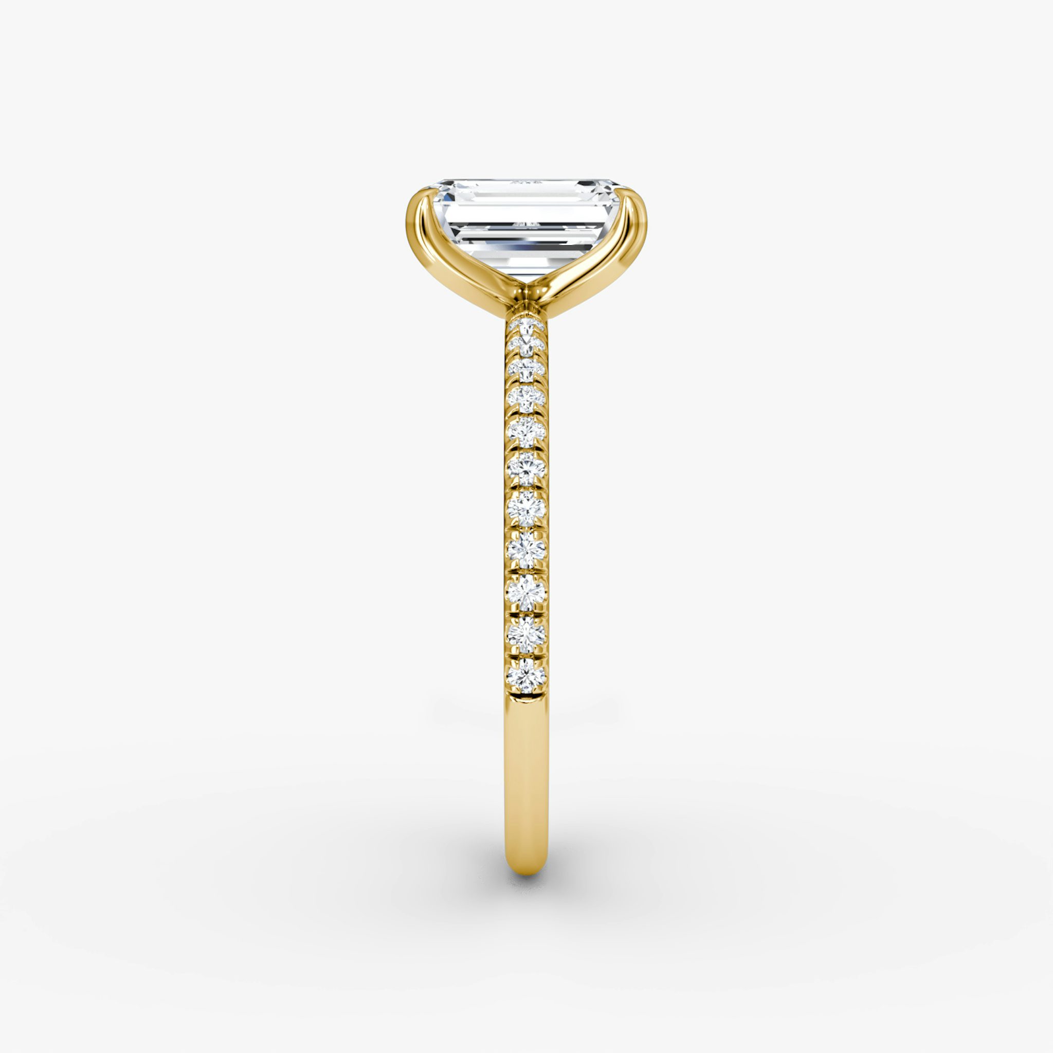 The Classic | Emerald | 18k | Yellow Gold | bandAccent: Pavé | bandWidth: standard | diamondOrientation: vertical | caratWeight: other