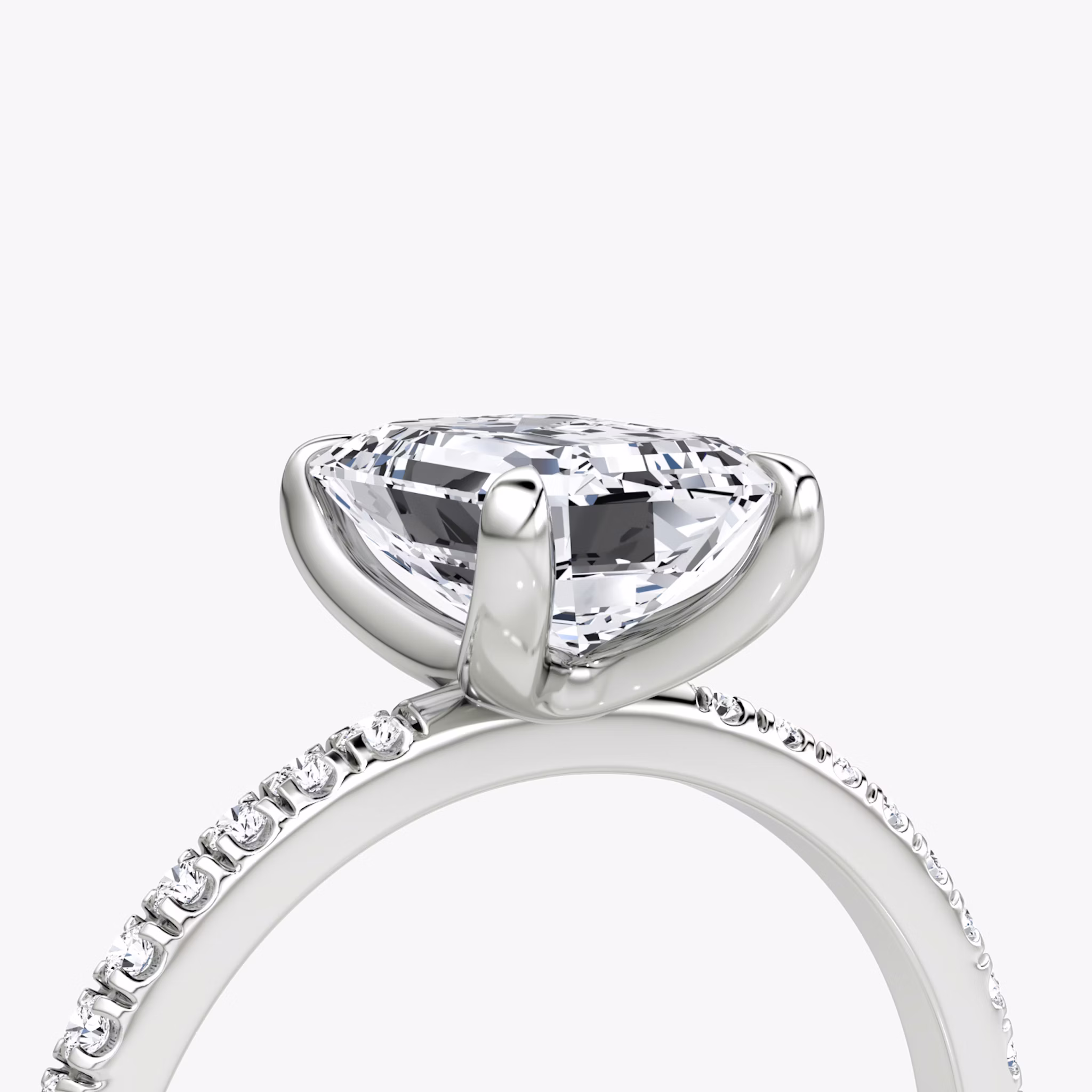 The Classic | Emerald | Platinum | bandAccent: Pavé | bandWidth: standard | diamondOrientation: vertical | caratWeight: other