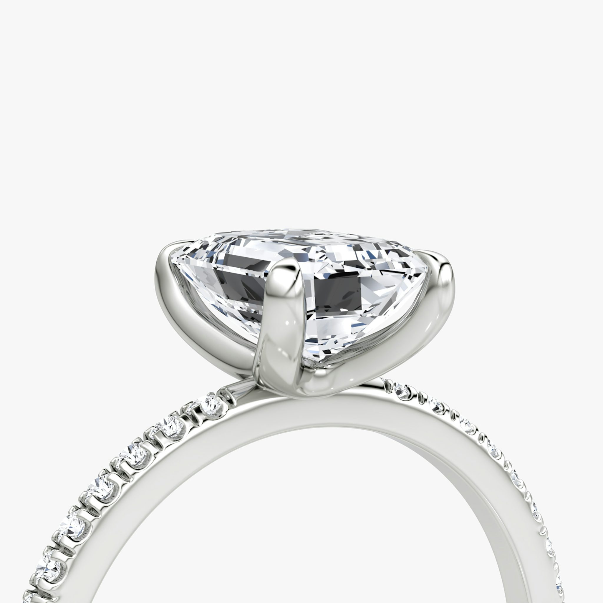 The Classic | Emerald | Platinum | bandAccent: Pavé | bandWidth: standard | diamondOrientation: vertical | caratWeight: other