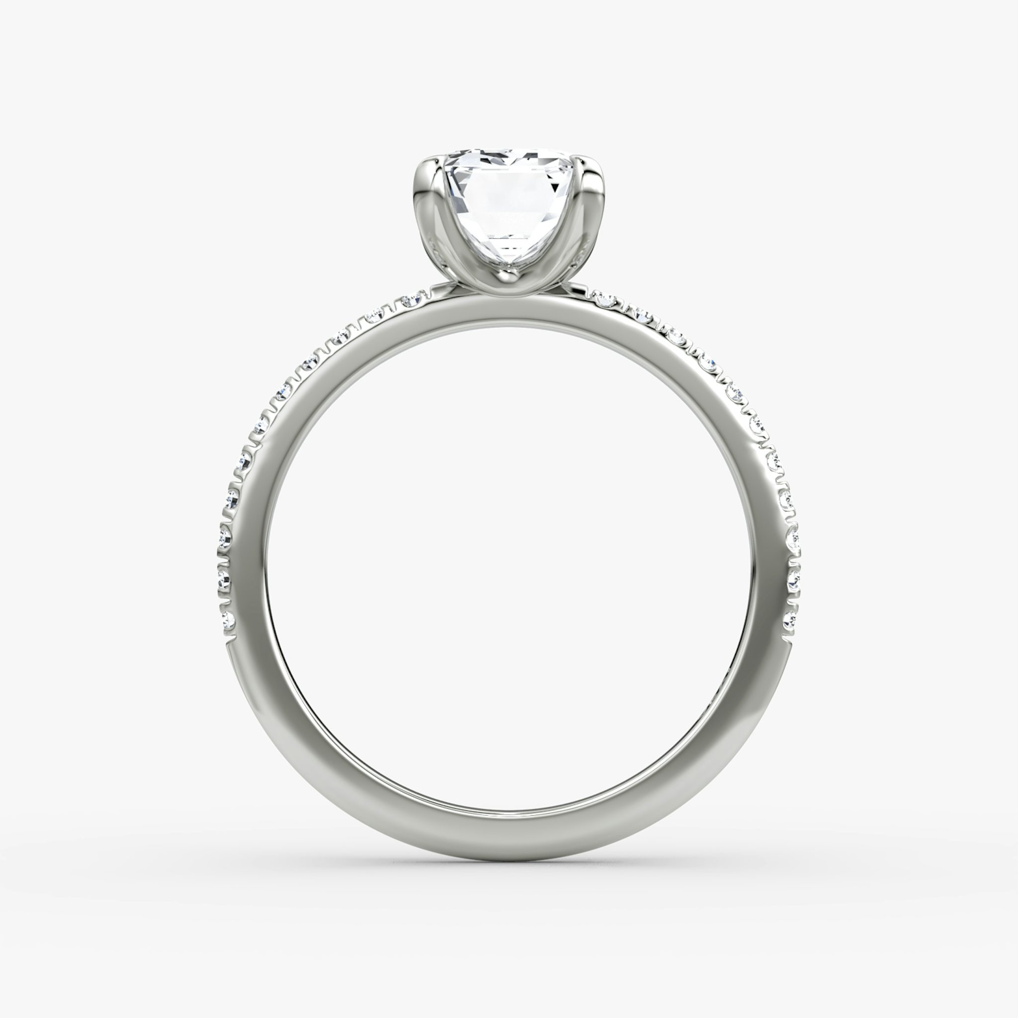 The Classic | Emerald | Platinum | bandAccent: Pavé | bandWidth: standard | diamondOrientation: vertical | caratWeight: other