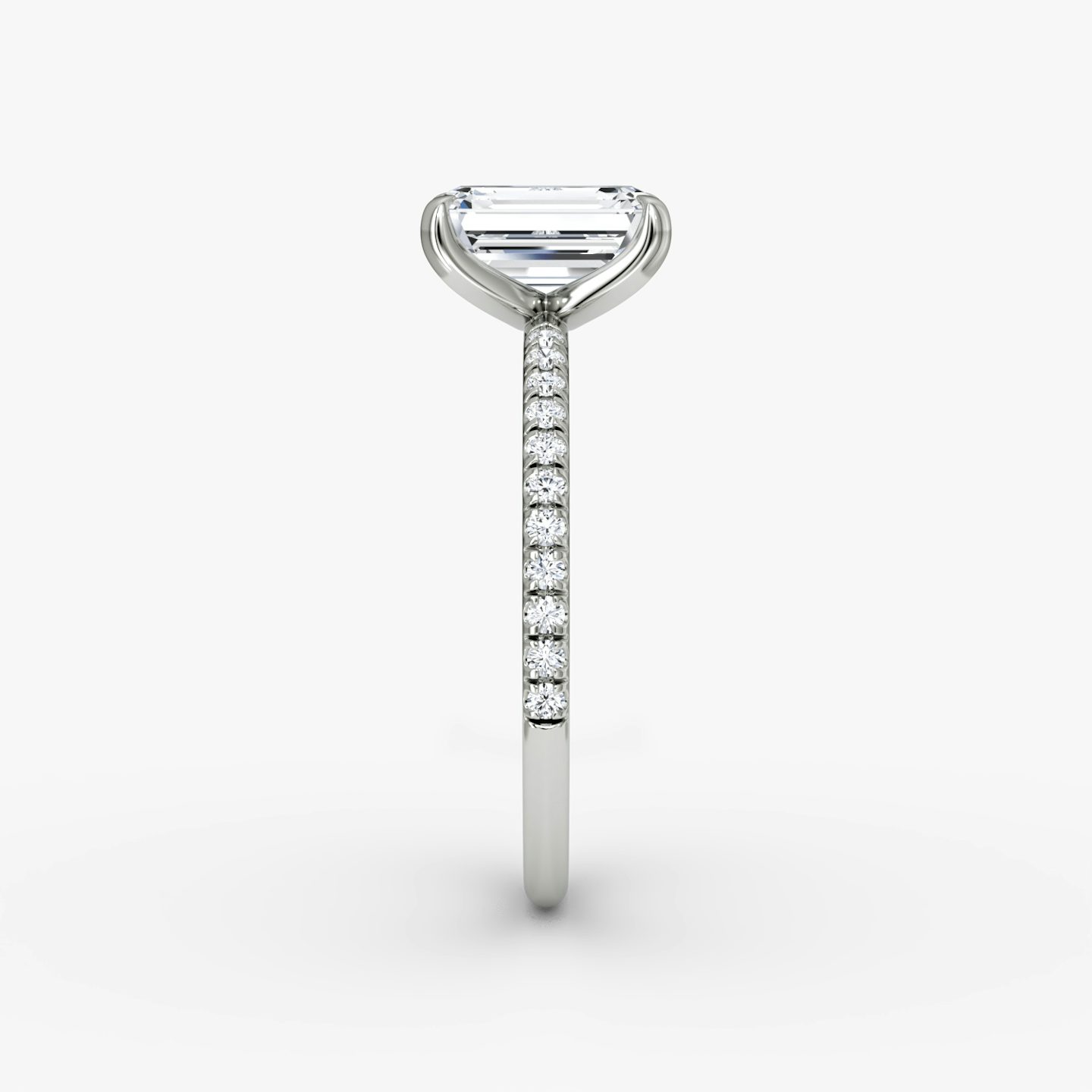 The Classic | Emerald | Platinum | bandAccent: Pavé | bandWidth: standard | diamondOrientation: vertical | caratWeight: other
