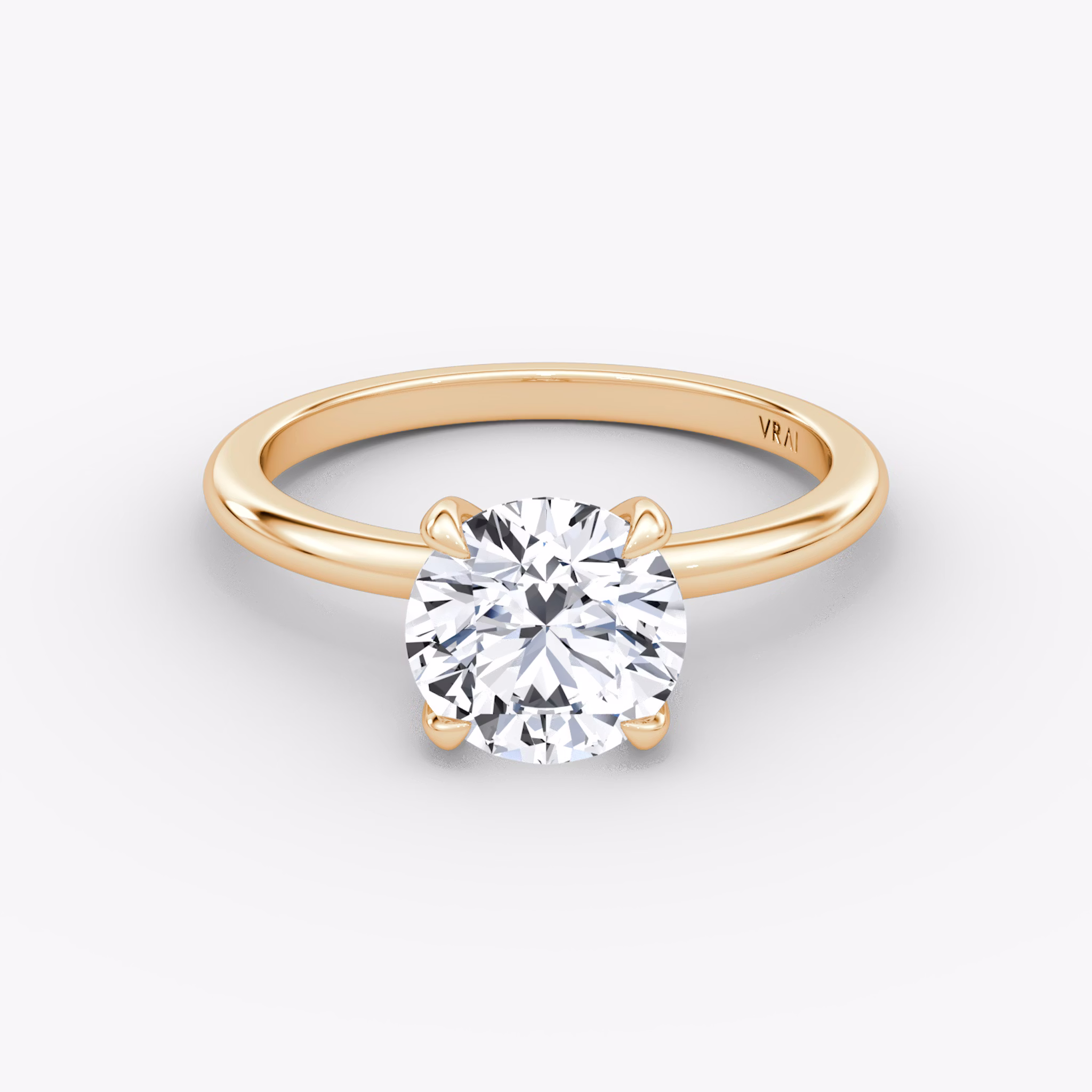 The Classic | Round Brilliant | 14k | Rose Gold | bandAccent: Plain | bandWidth: standard | caratWeight: 1.5ct | diamondOrientation: vertical
