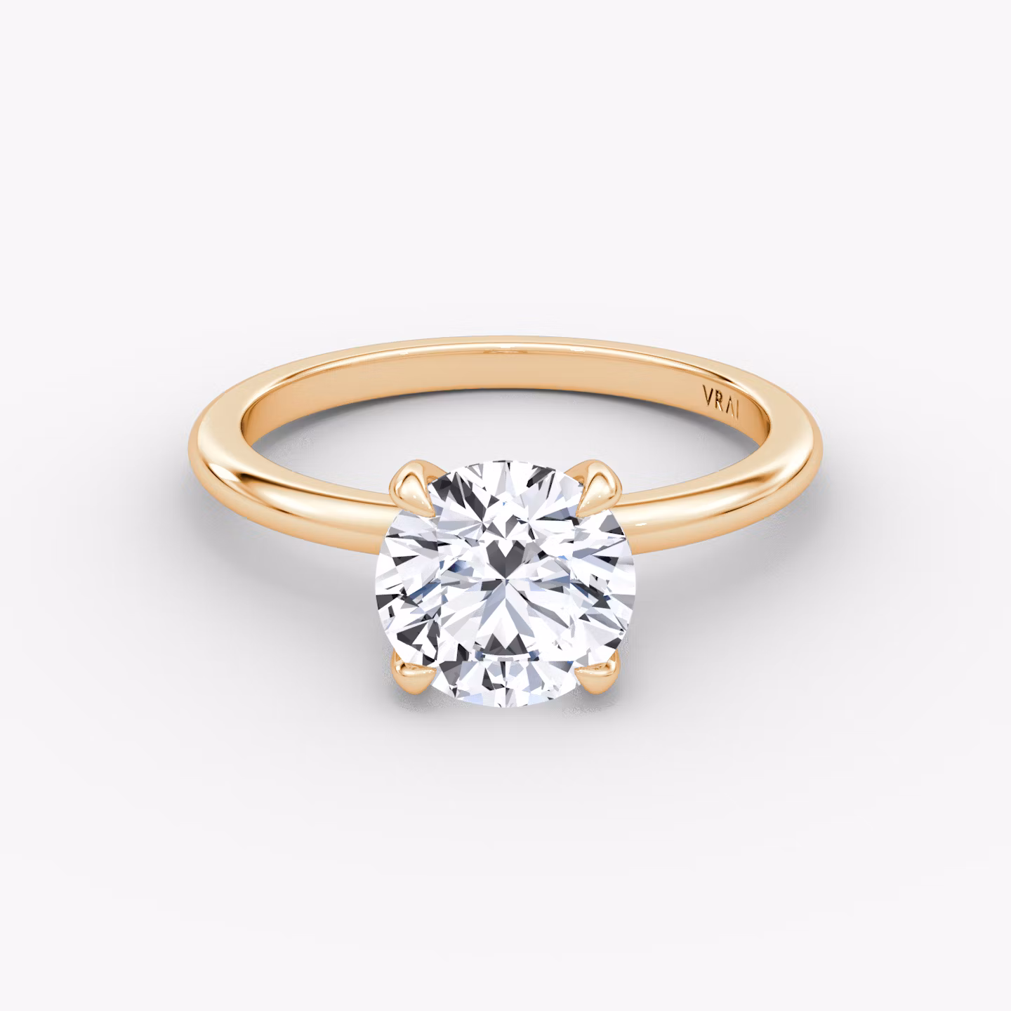 The Classic | Round Brilliant | 14k | Rose Gold | bandAccent: Plain | bandWidth: standard | caratWeight: 1.0ct | diamondOrientation: vertical