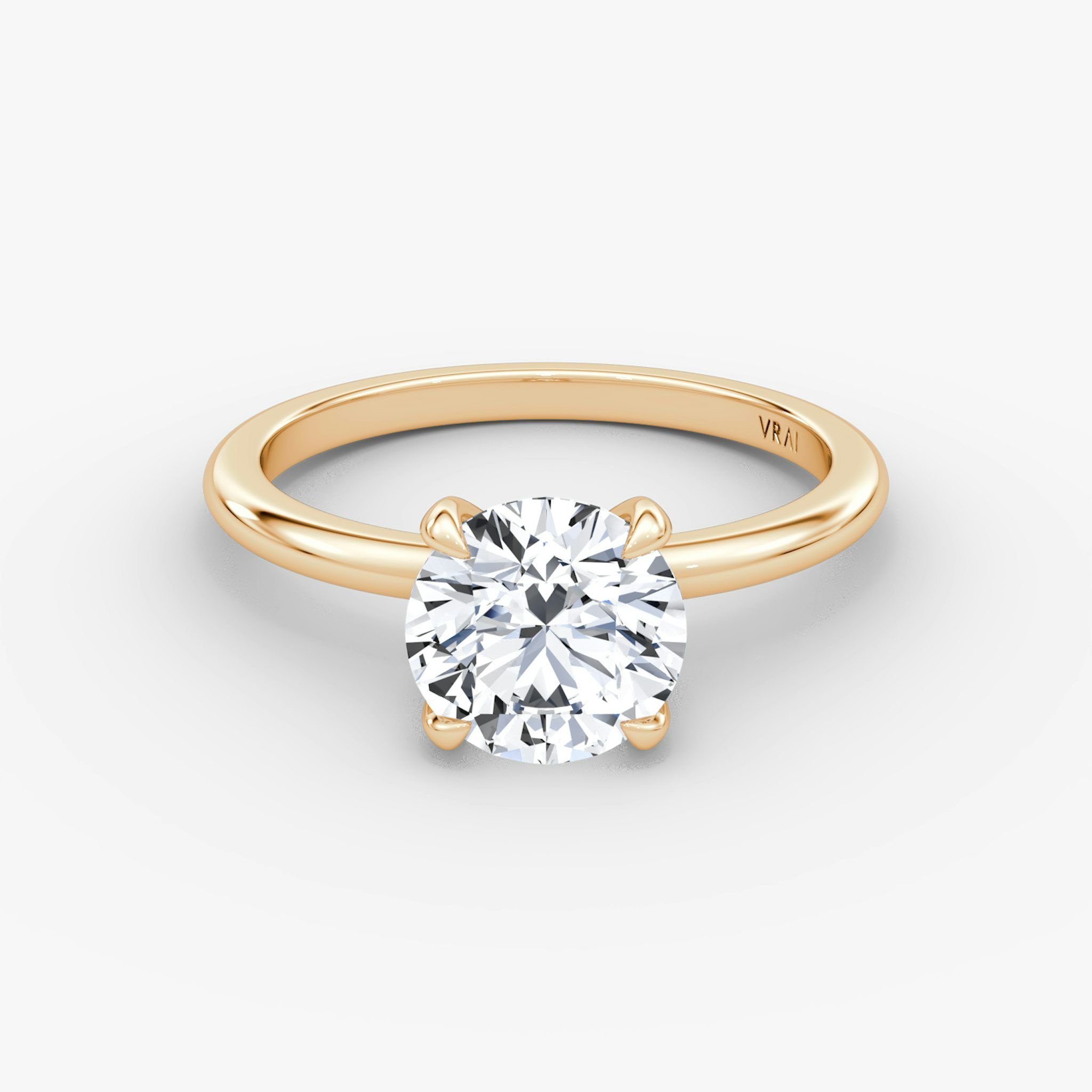 The Classic | Round Brilliant | 14k | Rose Gold | bandAccent: Plain | bandWidth: standard | caratWeight: 1.5ct | diamondOrientation: vertical