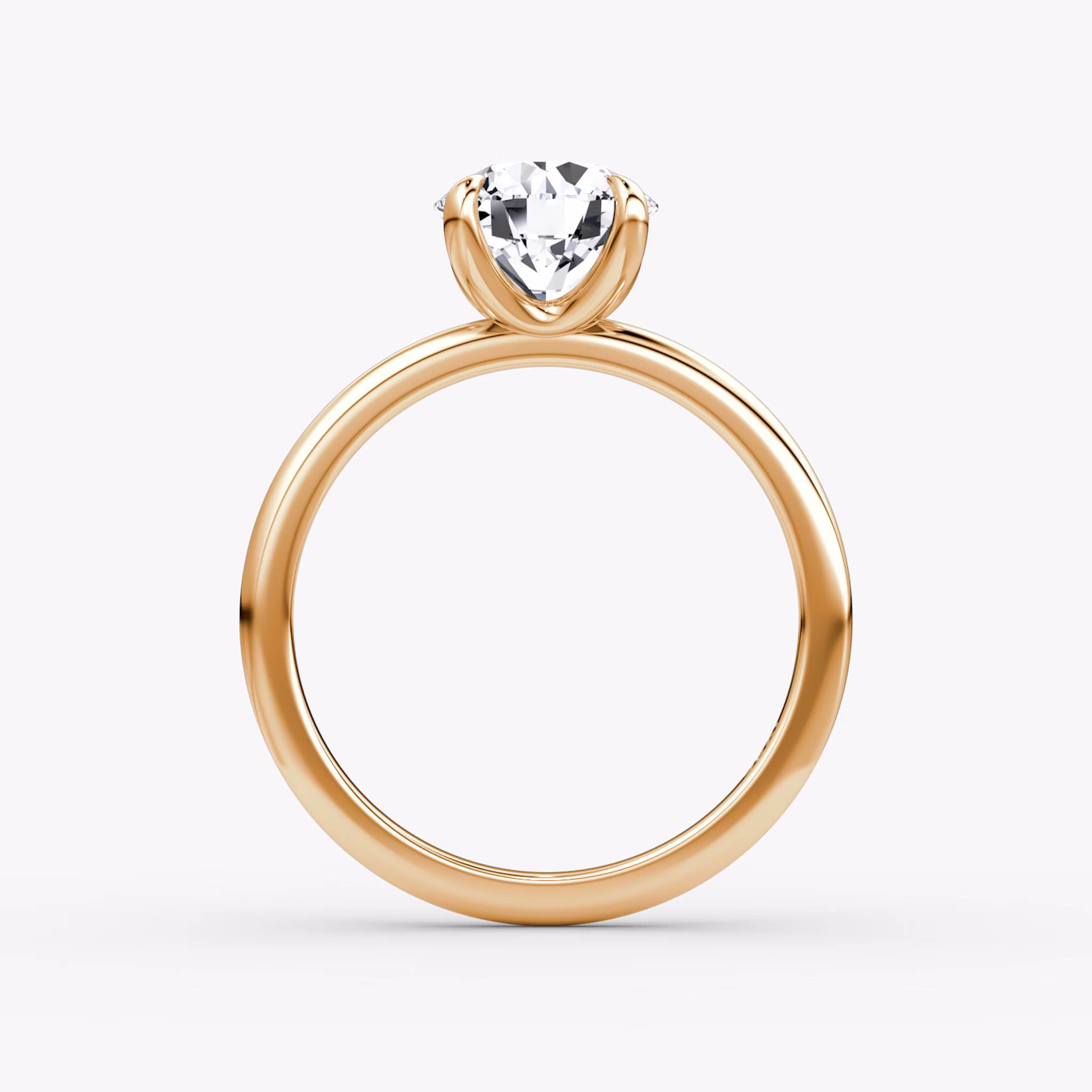 The Classic | Round Brilliant | 14k | Rose Gold | bandAccent: Plain | bandWidth: standard | caratWeight: 1.5ct | diamondOrientation: vertical