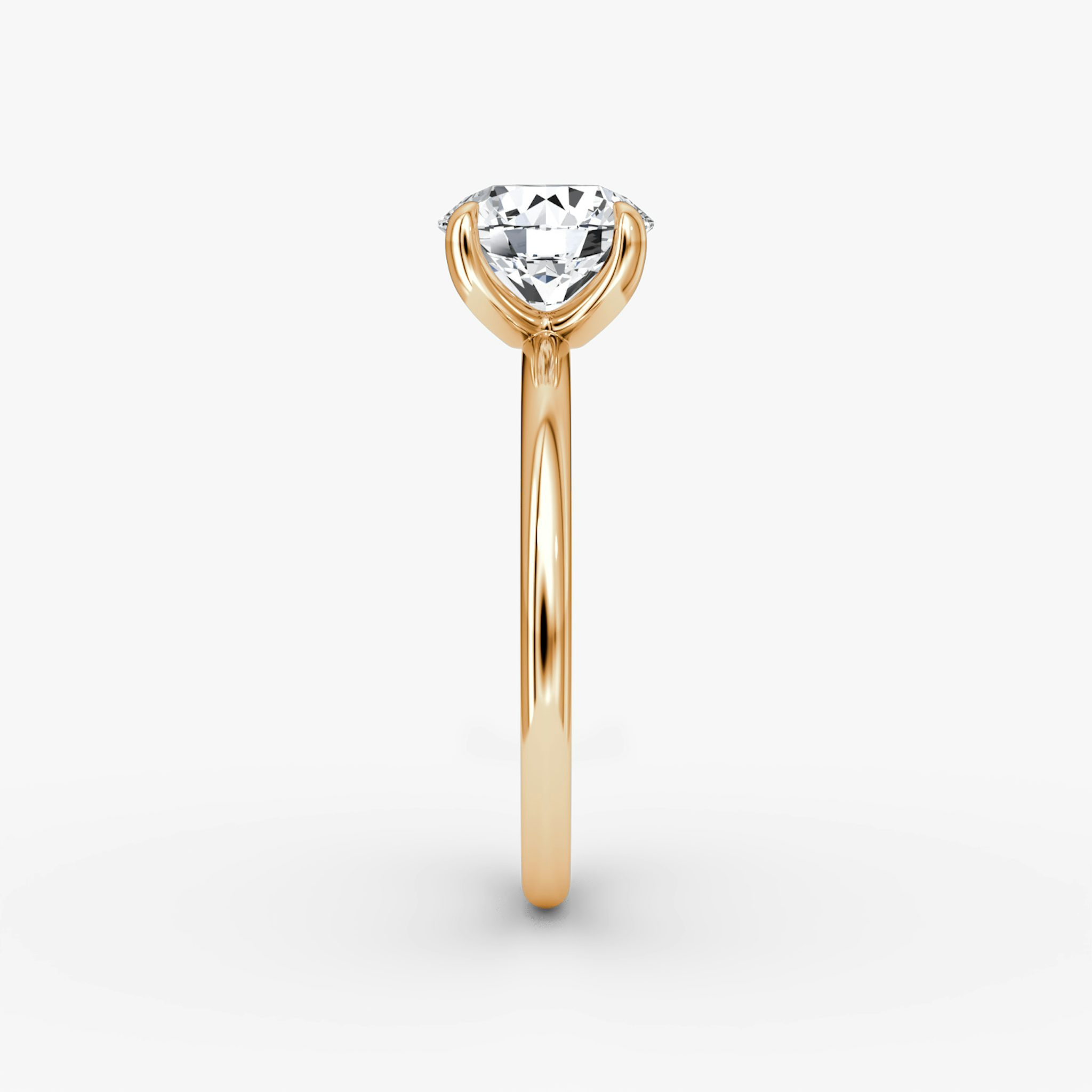 The Classic | Round Brilliant | 14k | Rose Gold | bandAccent: Plain | bandWidth: standard | caratWeight: 1.5ct | diamondOrientation: vertical