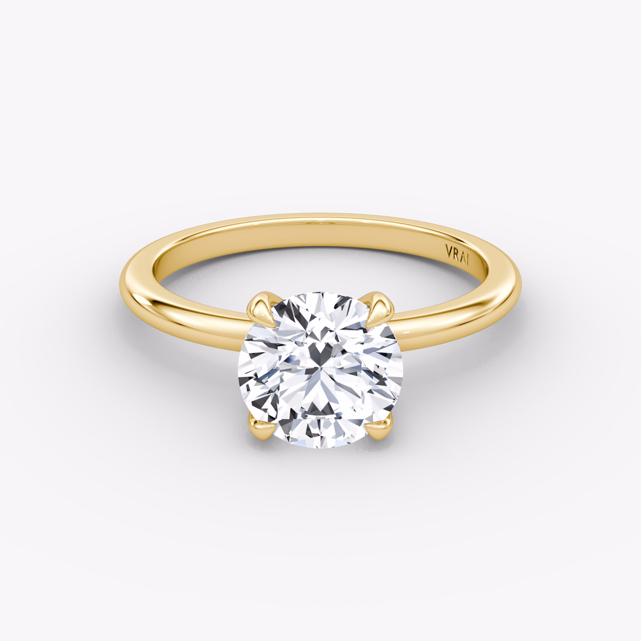 The Classic | Round Brilliant | 18k | Yellow Gold | bandAccent: Plain | bandWidth: standard | caratWeight: 2.0ct | diamondOrientation: vertical