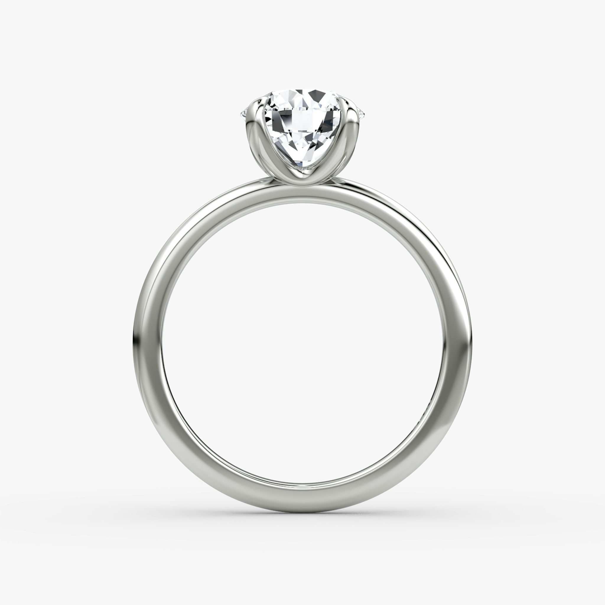 The Classic | Round Brilliant | 18k | White Gold | bandAccent: Plain | bandWidth: standard | caratWeight: 1.0ct | diamondOrientation: vertical