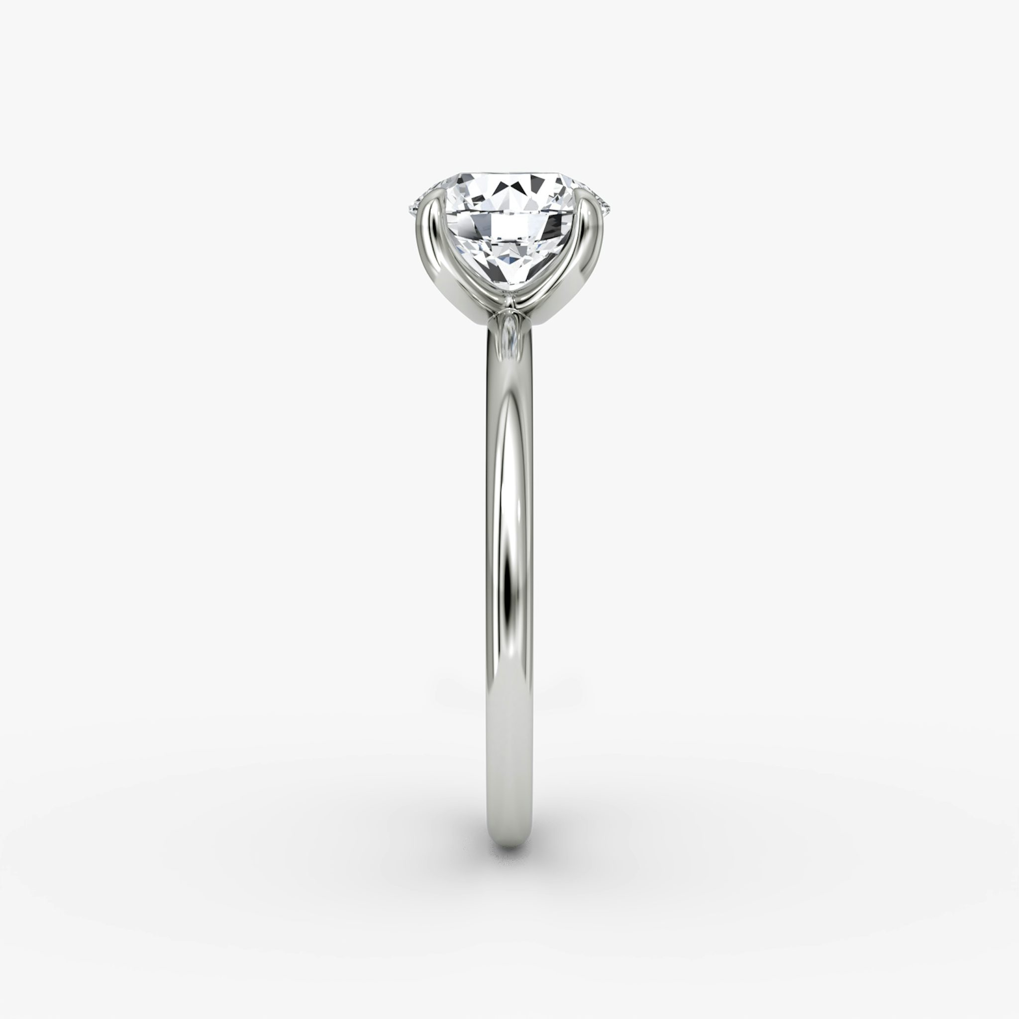 The Classic | Round Brilliant | 18k | White Gold | bandAccent: Plain | bandWidth: standard | caratWeight: 1.0ct | diamondOrientation: vertical