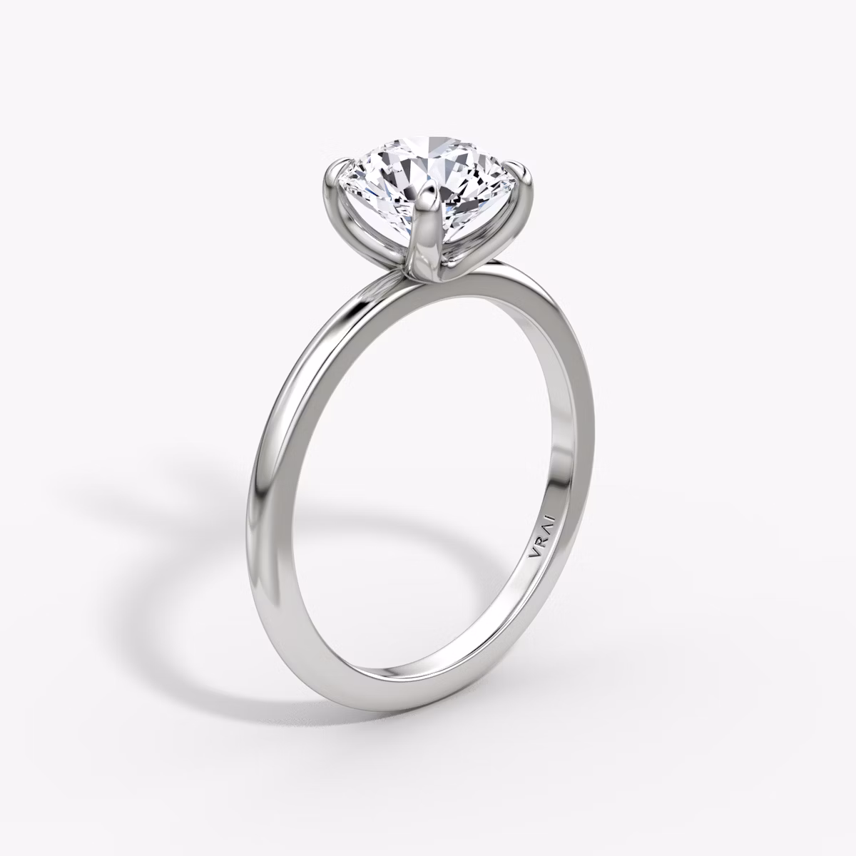 The Classic | Round Brilliant | 18k | White Gold | bandAccent: Plain | bandWidth: standard | caratWeight: 2.0ct | diamondOrientation: vertical