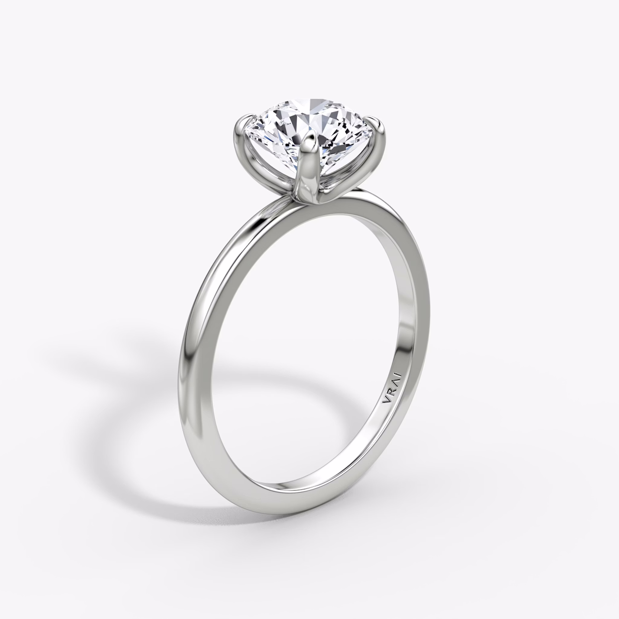 The Classic | Round Brilliant | 18k | White Gold | bandAccent: Plain | bandWidth: standard | caratWeight: 1.0ct | diamondOrientation: vertical